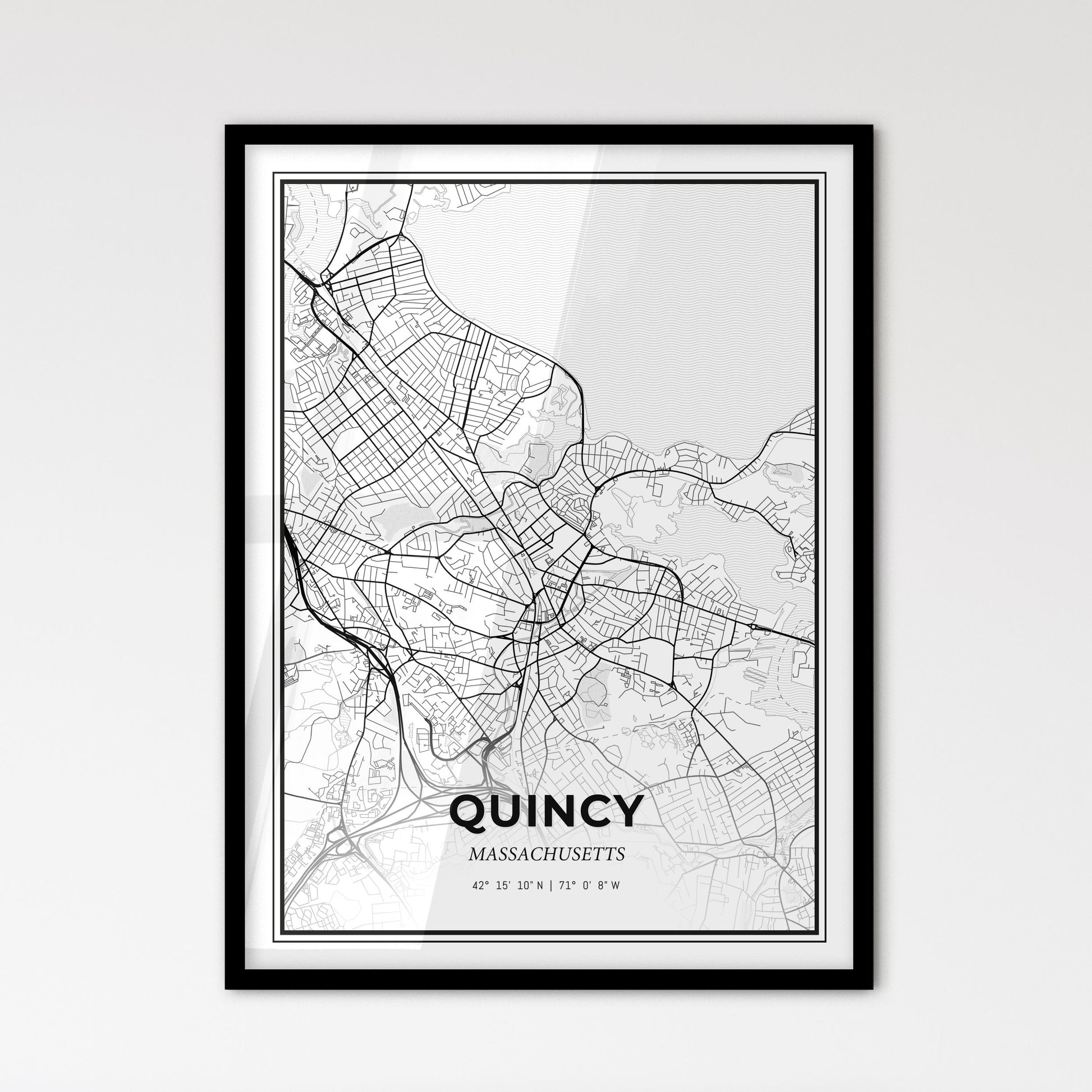 Quincy Massachusetts - Scandinavian Style City Map for Modern Home Decor