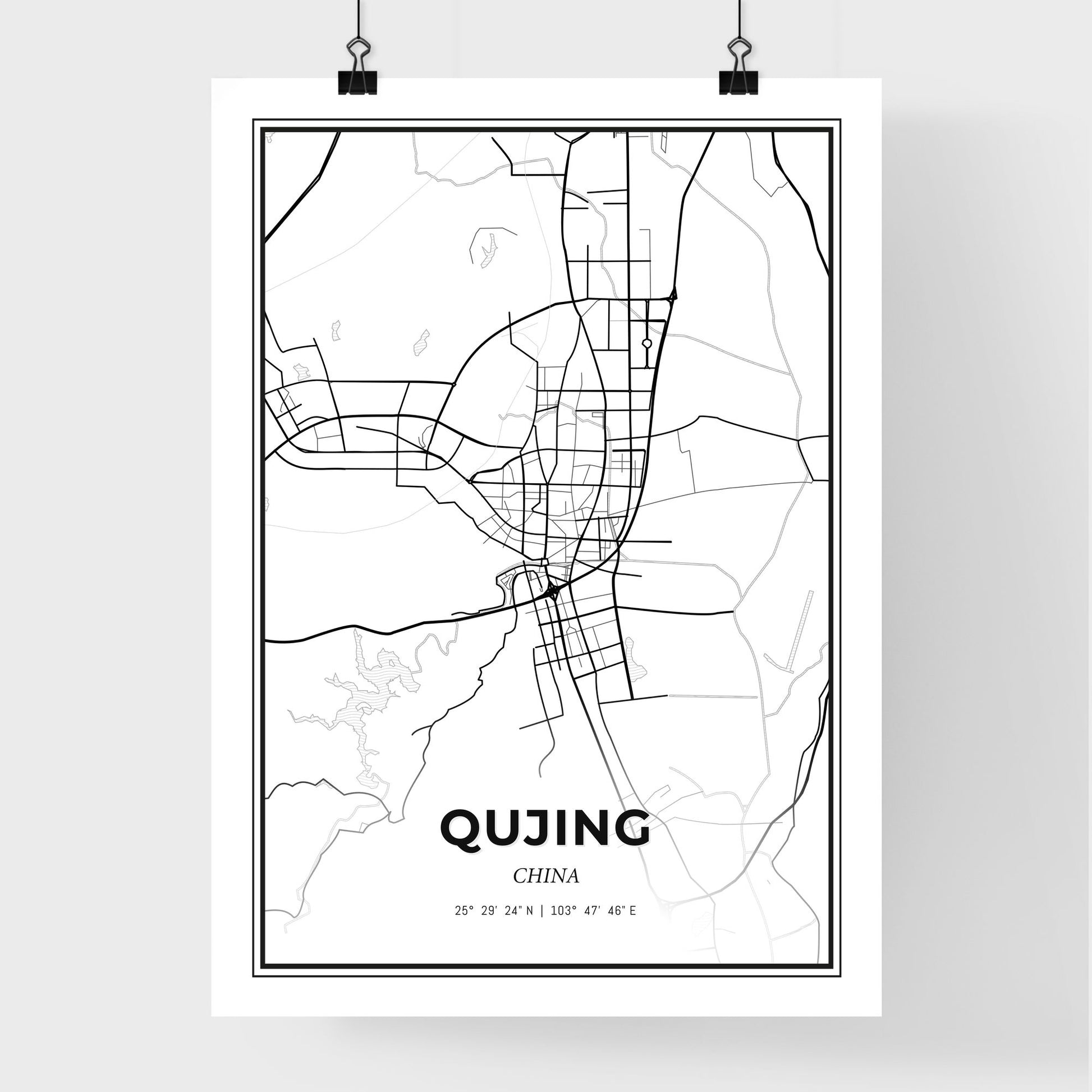 Qujing China - Premium City Map Poster