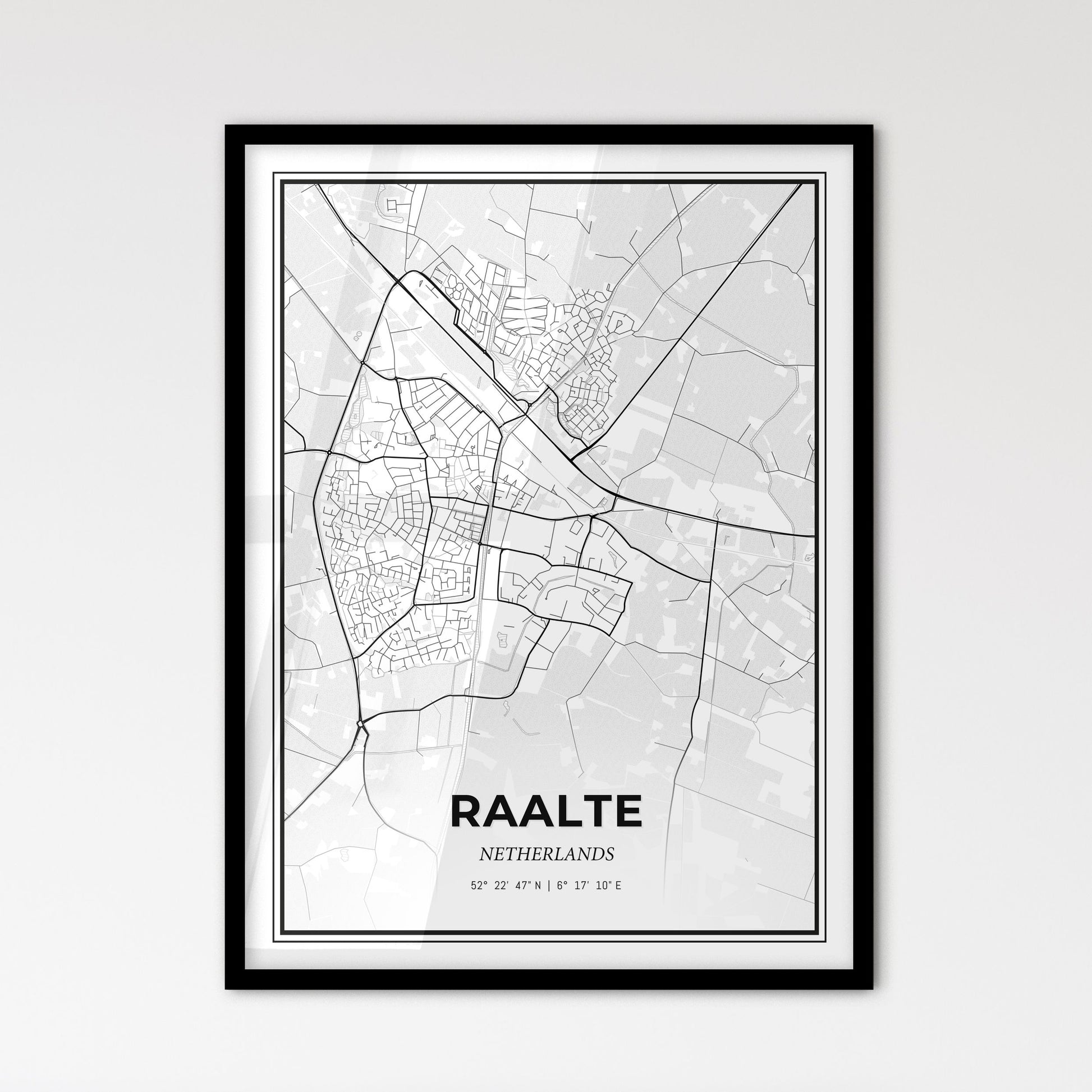  Raalte Netherlands - Scandinavian Style City Map for Modern Home Decor