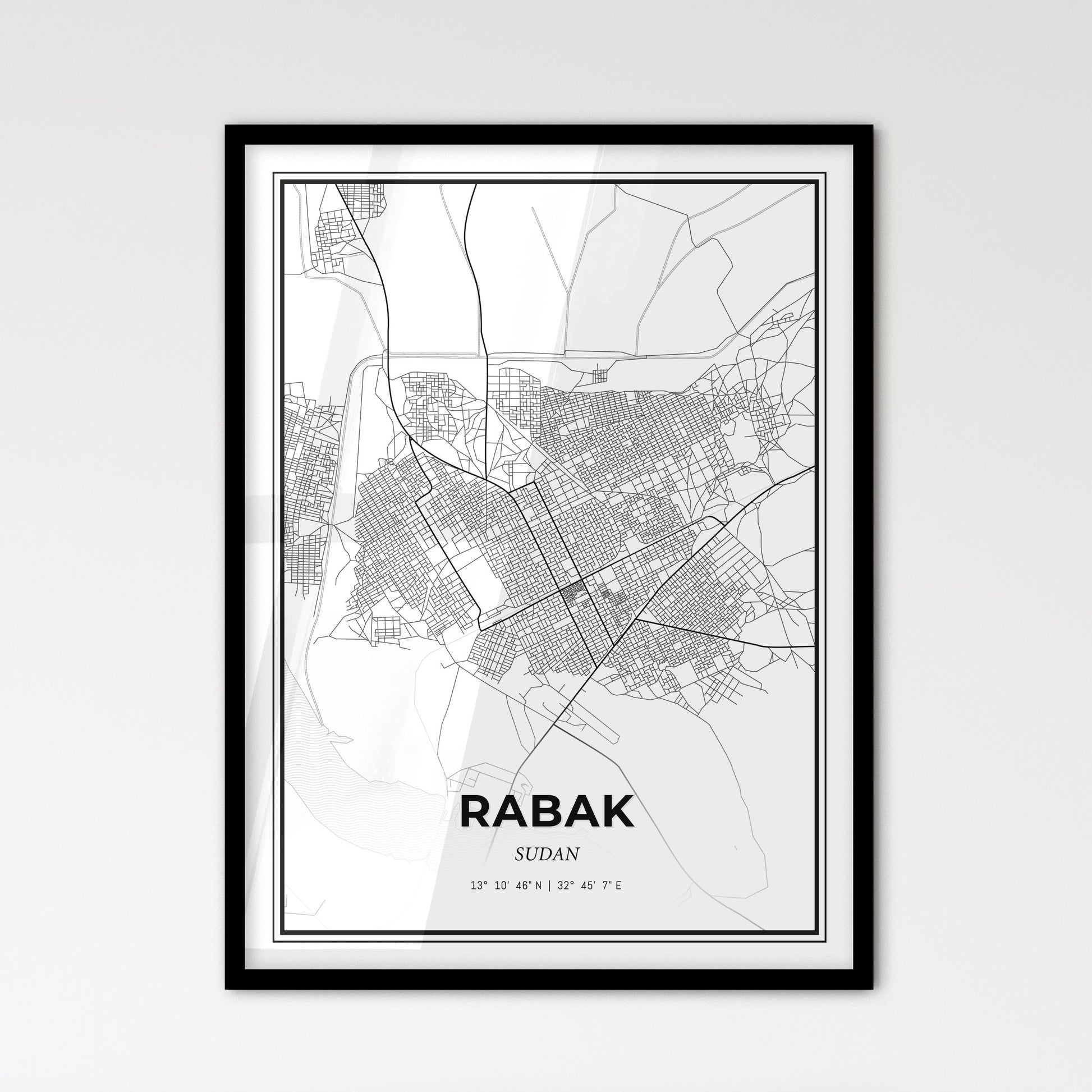 Rabak Sudan - Scandinavian Style City Map for Modern Home Decor