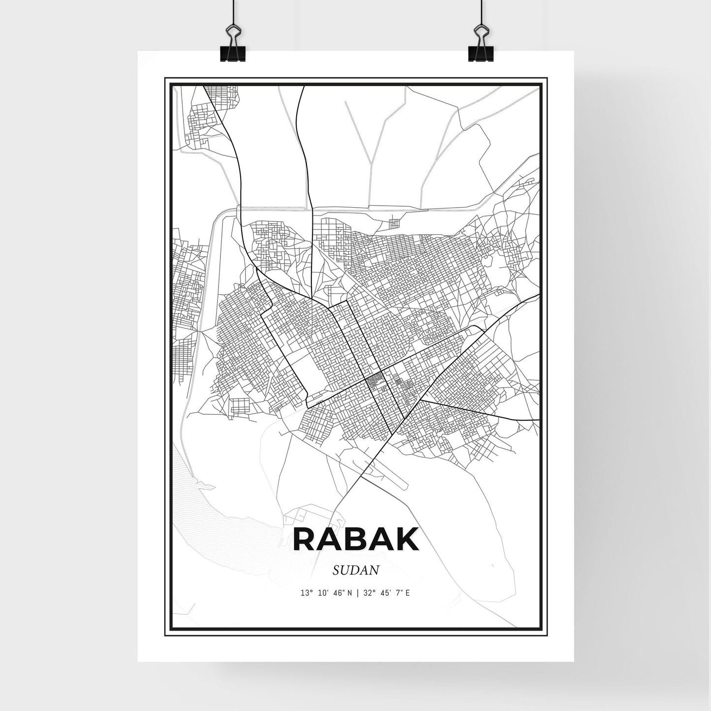 Rabak Sudan - Premium City Map Poster