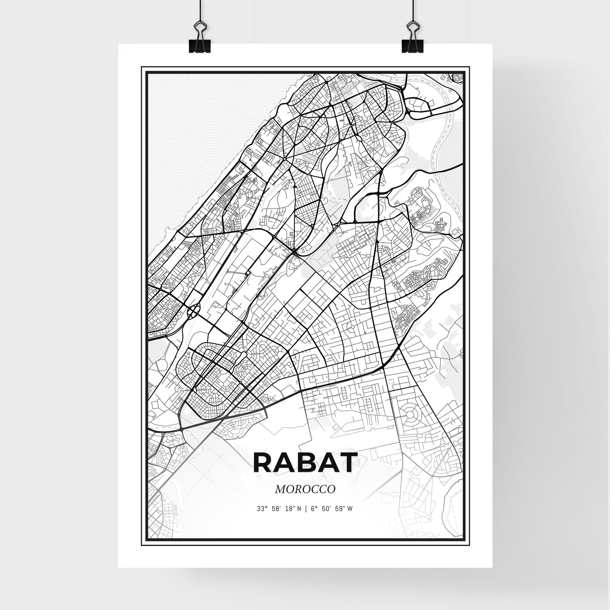 Rabat Morocco - Premium City Map Poster