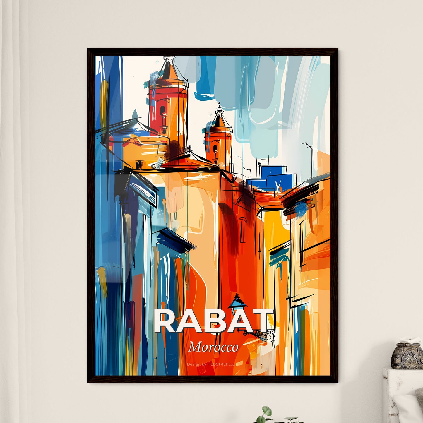 Vibrant Rabat, Morocco - A Painting Of A Building