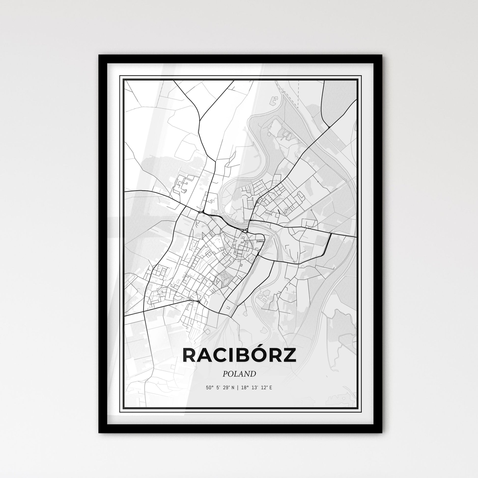 Racibórz Poland - Scandinavian Style City Map for Modern Home Decor