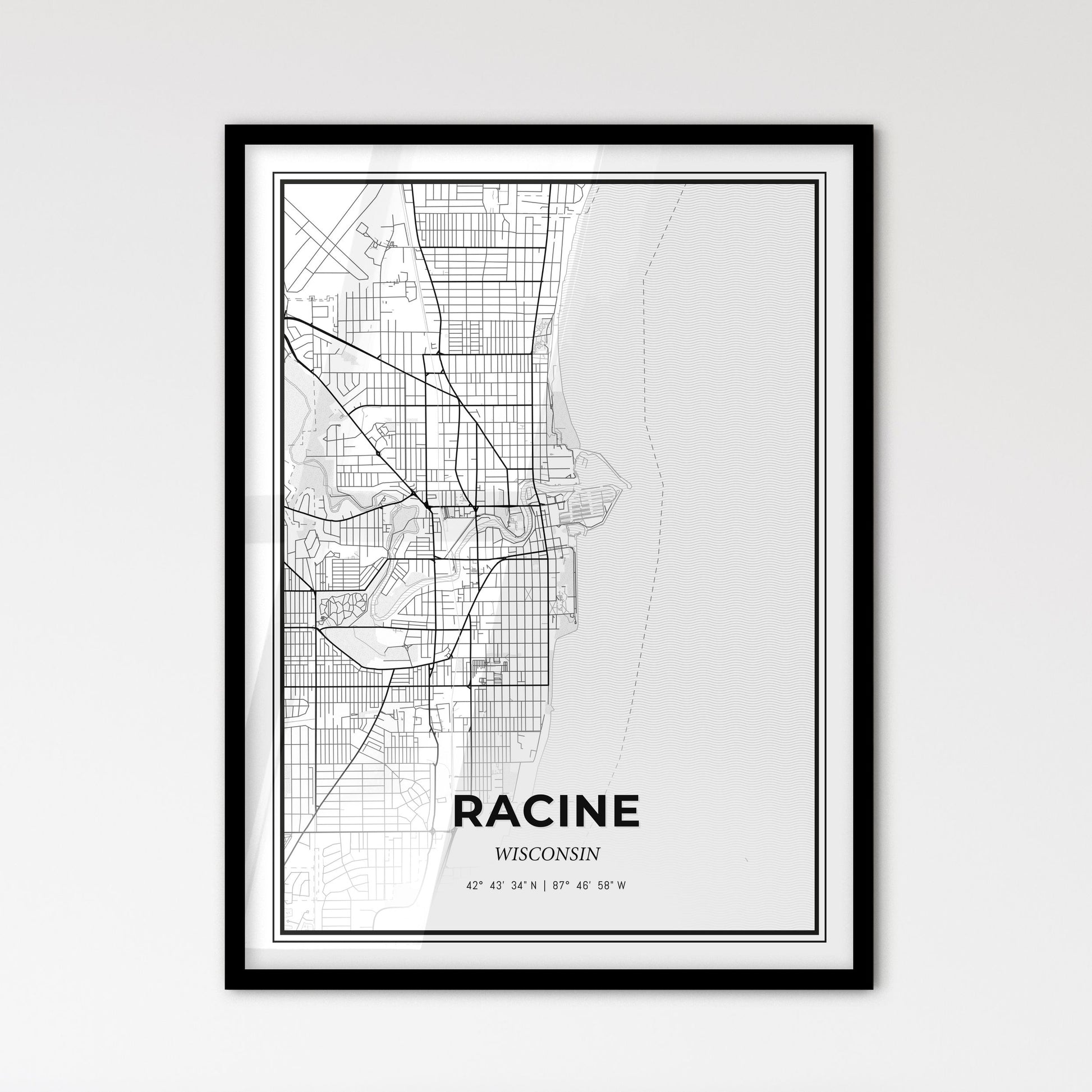 Racine Wisconsin - Scandinavian Style City Map for Modern Home Decor