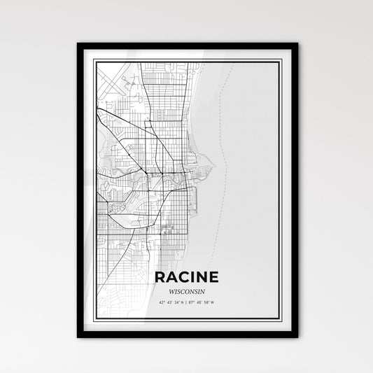 Racine Wisconsin - Scandinavian Style City Map for Modern Home Decor