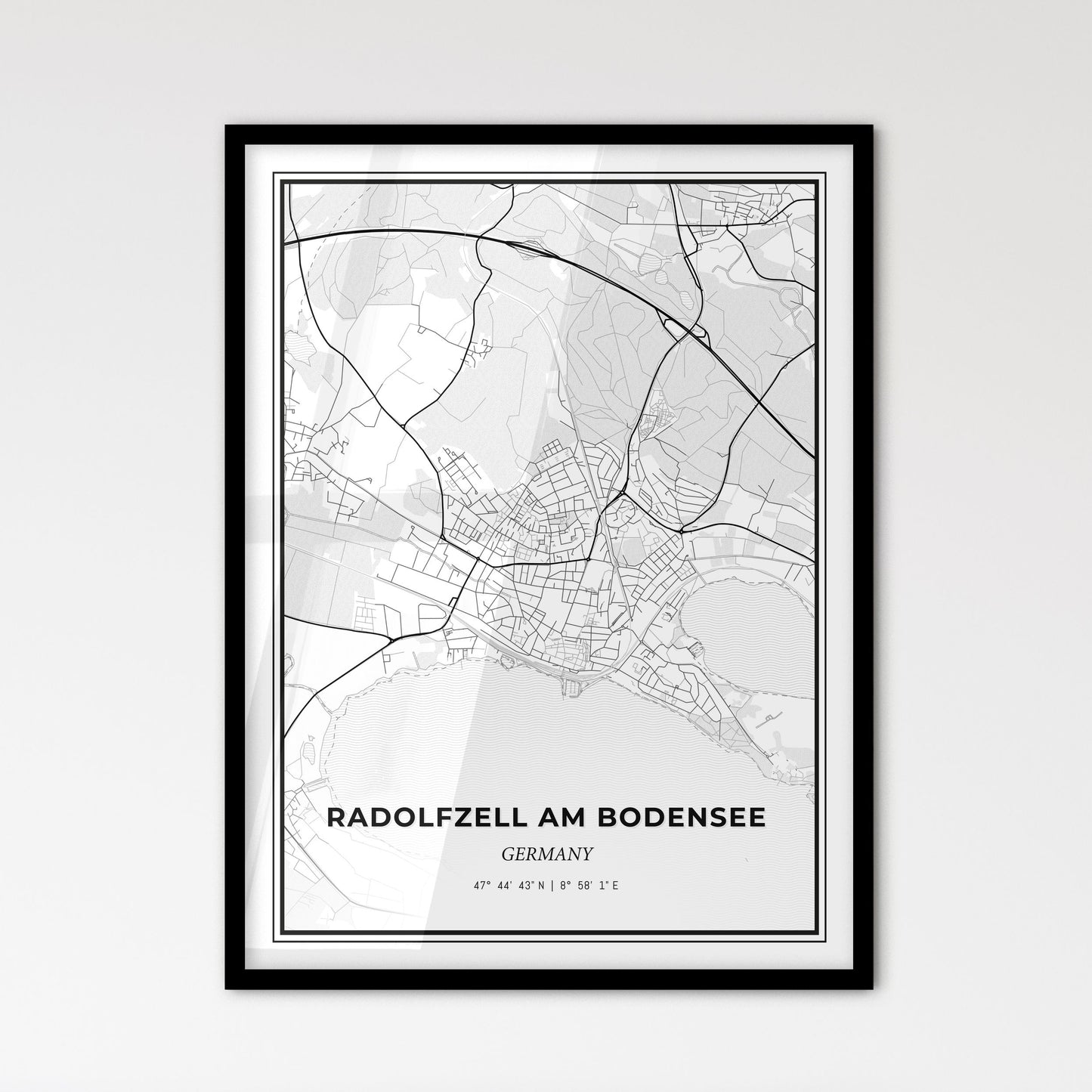 Radolfzell am Bodensee Germany - Scandinavian Style City Map for Modern Home Decor