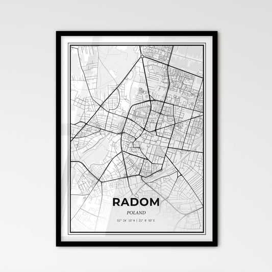 Radom Poland - Scandinavian Style City Map for Modern Home Decor