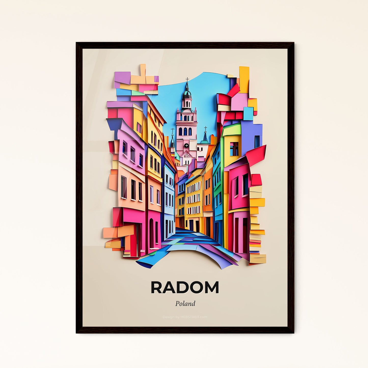 Vivid Radom, Poland - a colorful cityscape with a clock tower in the background