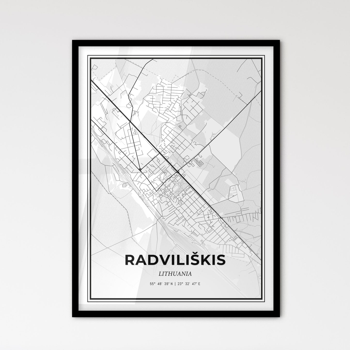 Radviliškis Lithuania - Scandinavian Style City Map for Modern Home Decor