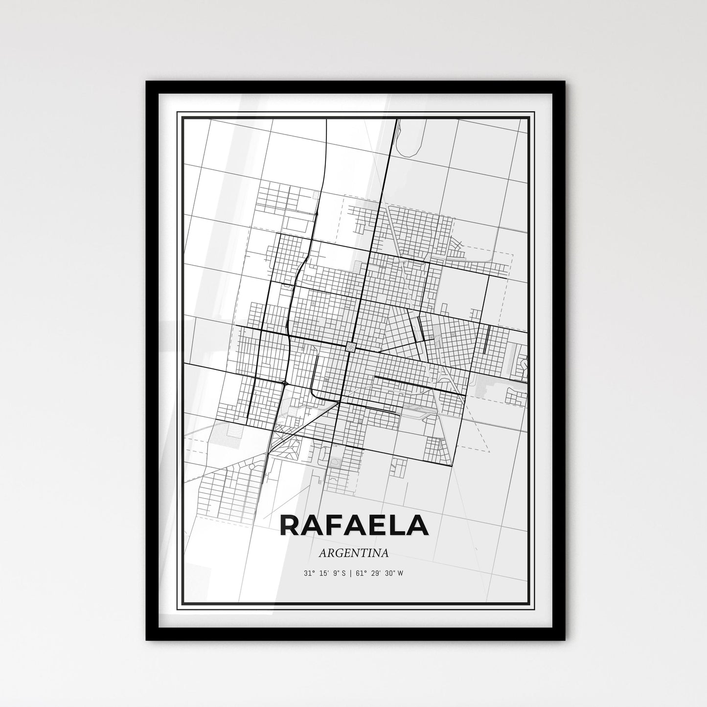 Rafaela Argentina - Scandinavian Style City Map for Modern Home Decor