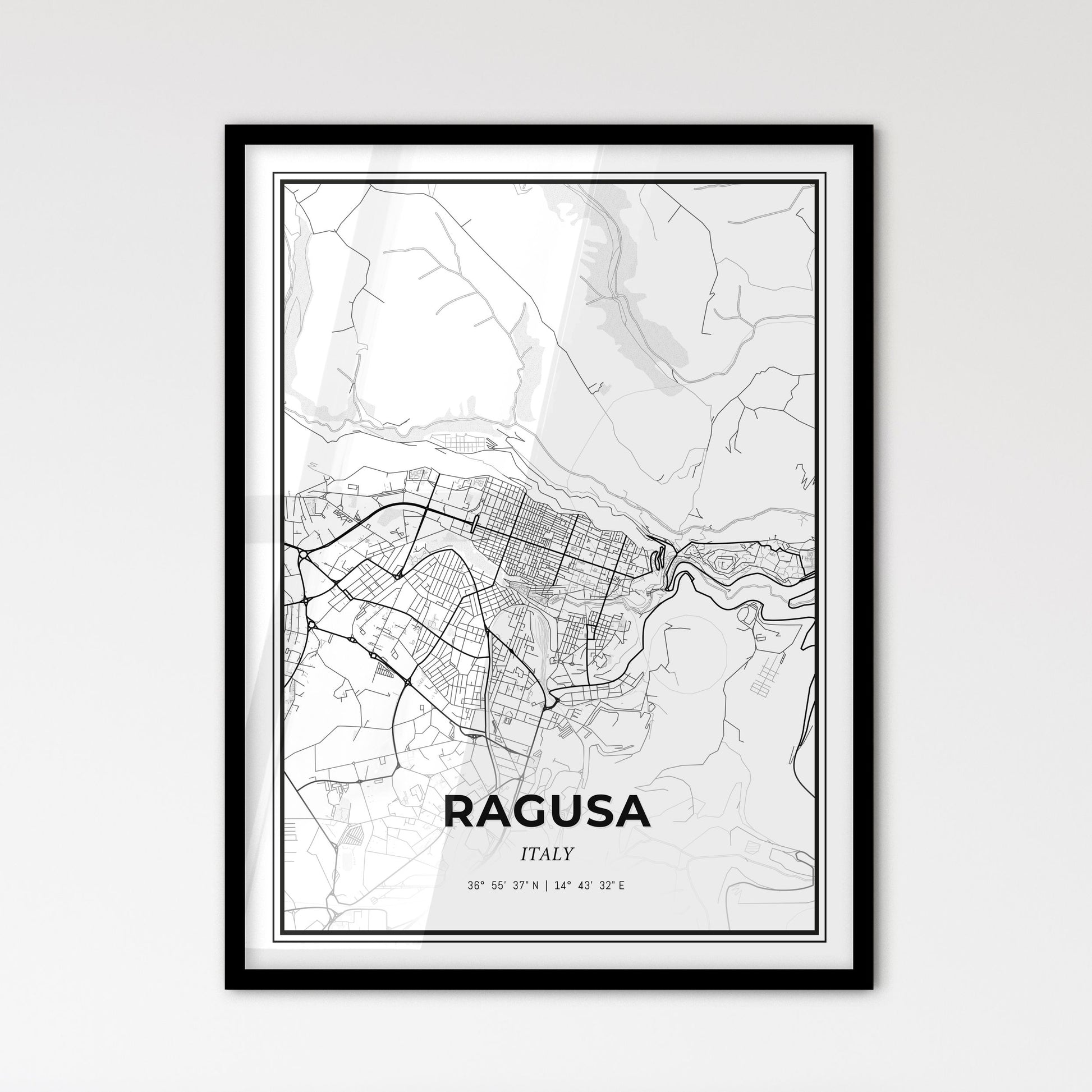 Ragusa Italy - Scandinavian Style City Map for Modern Home Decor