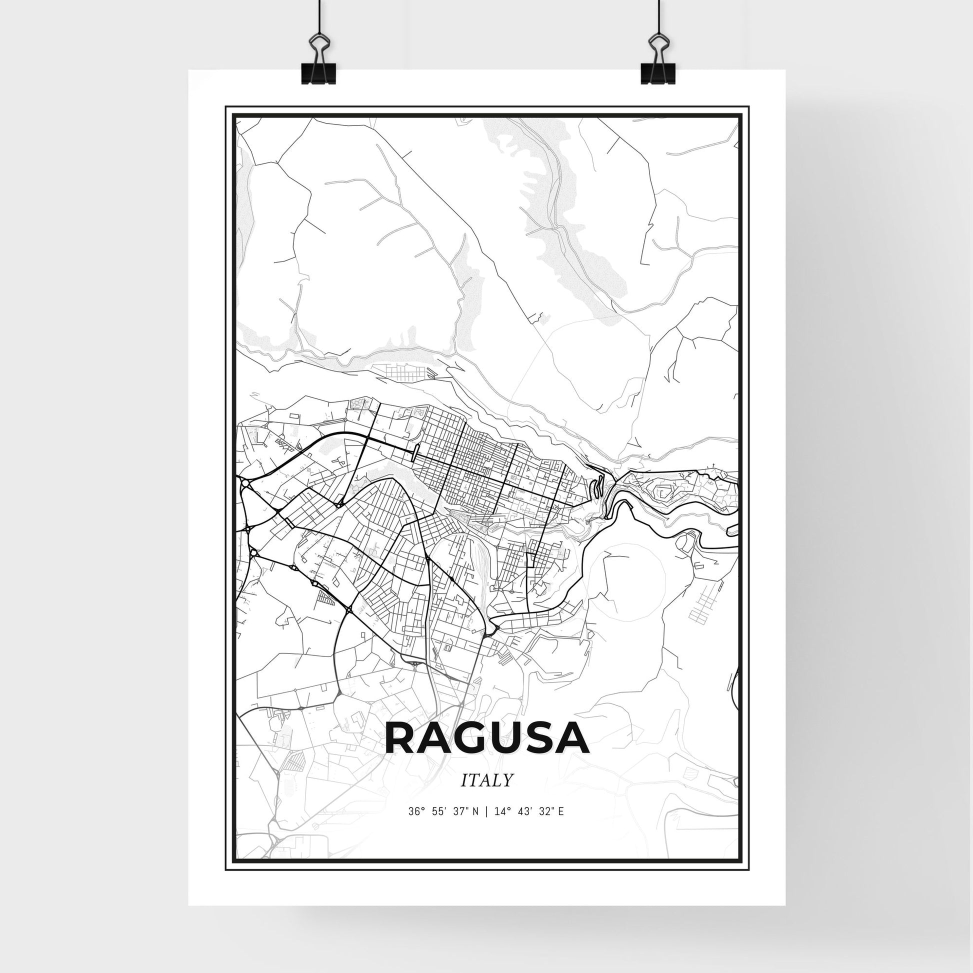 Ragusa Italy - Premium City Map Poster