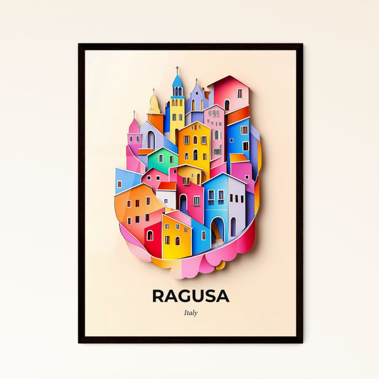 Vivid Ragusa, Italy - a colorful city with a clock on the wall