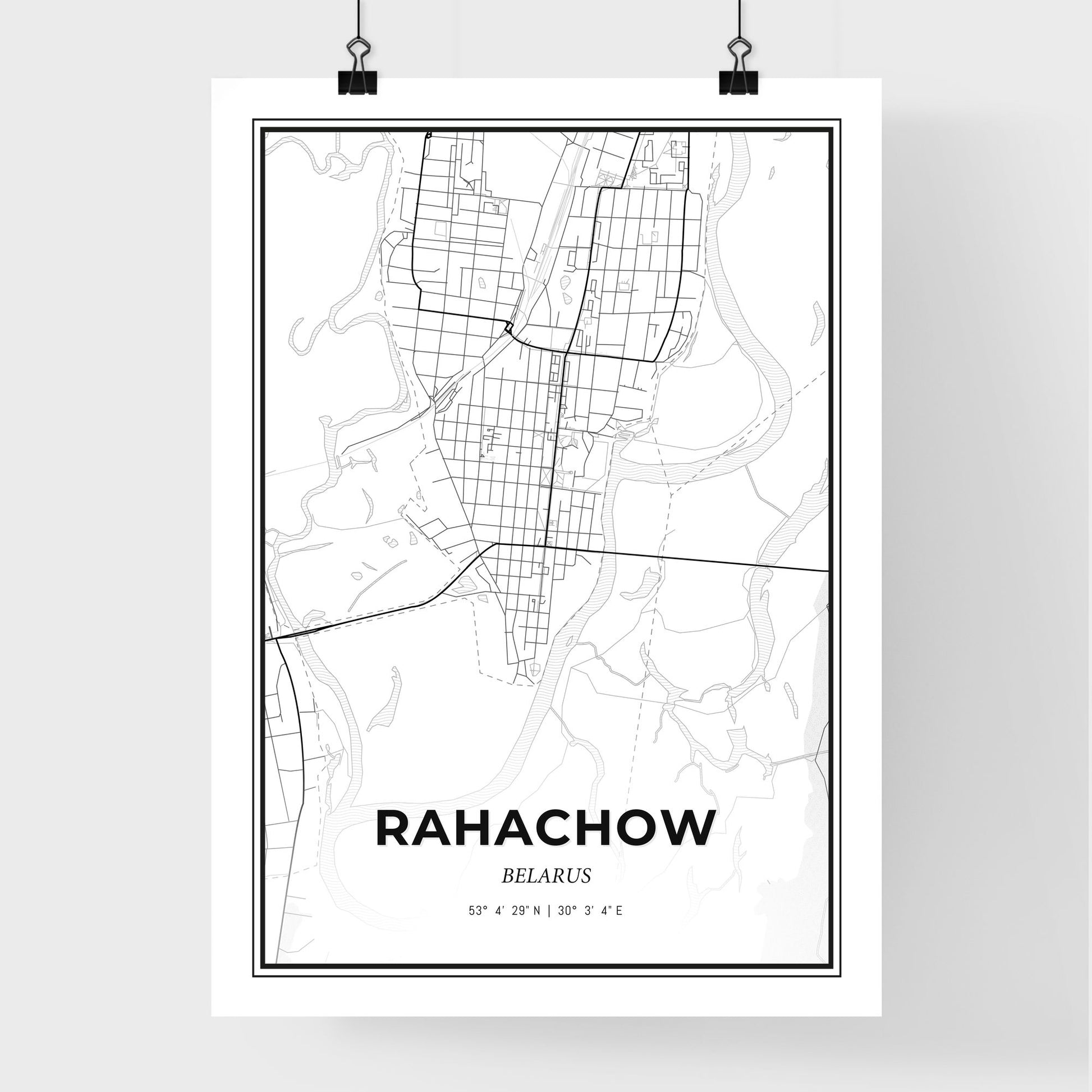 Rahachow Belarus - Premium City Map Poster