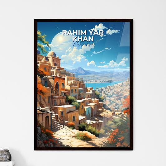 Artistic Skyline of Rahim Yar Khan, Pakistan: Cityscape with Buildings and Indus River in Vibrant Painting Default Title