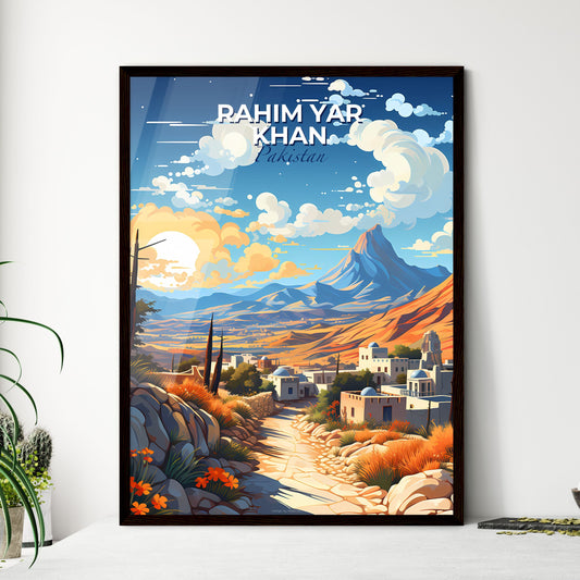 Vibrant Artistic Landscape Painting of Rahim Yar Khan Pakistan Skyline Road Mountains Default Title