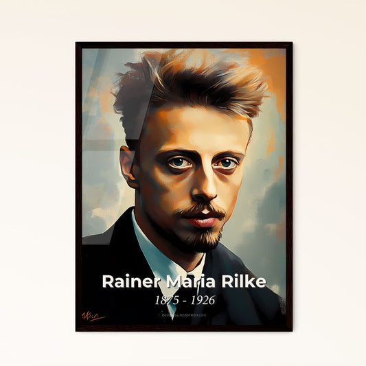 Portrait of Rainer Maria Rilke, 1875 - 1926. Impressionistic painting of a man in a suit.