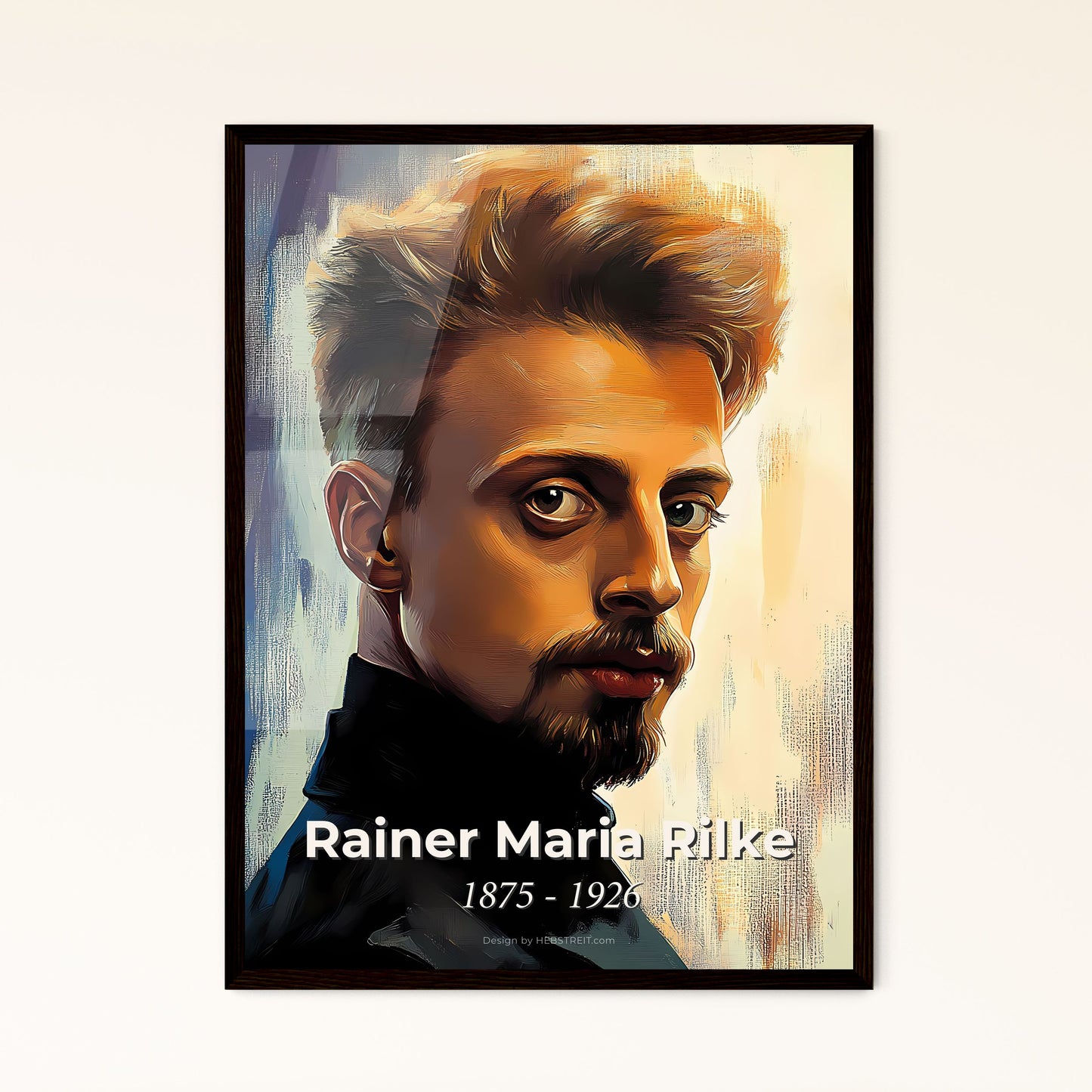 Portrait of Rainer Maria Rilke, 1875 - 1926. Impressionistic painting of a man with a beard.