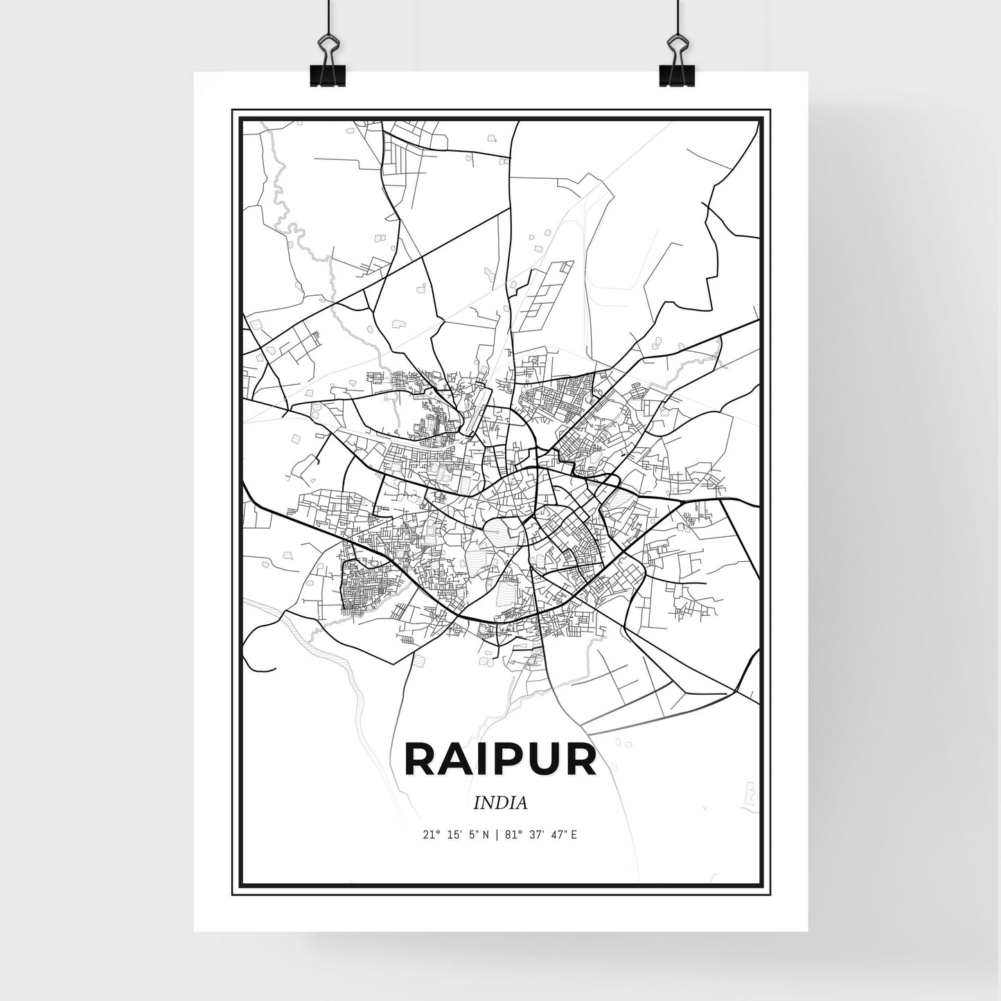 Raipur India - Premium City Map Poster