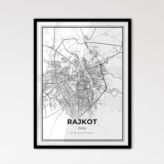 Rajkot India - Scandinavian Style City Map for Modern Home Decor