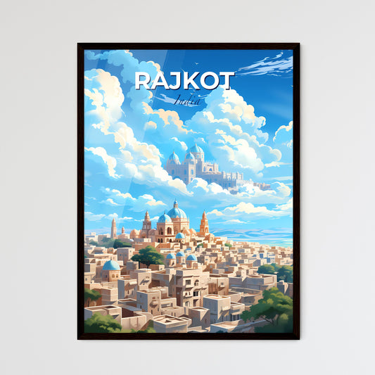 Rajkot India Cityscape Painting with Palace Silhouette Digital Artwork Canvas Print Home Decor Default Title