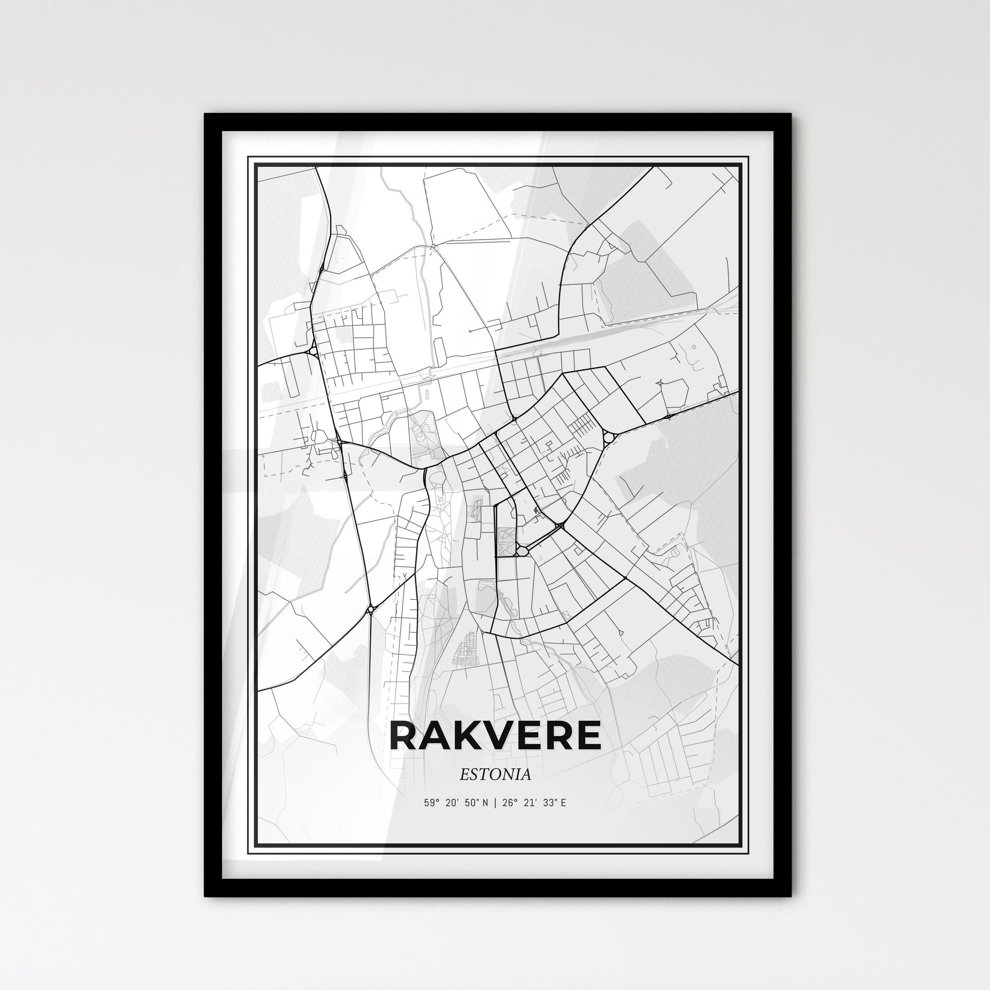 Rakvere Estonia - Scandinavian Style City Map for Modern Home Decor