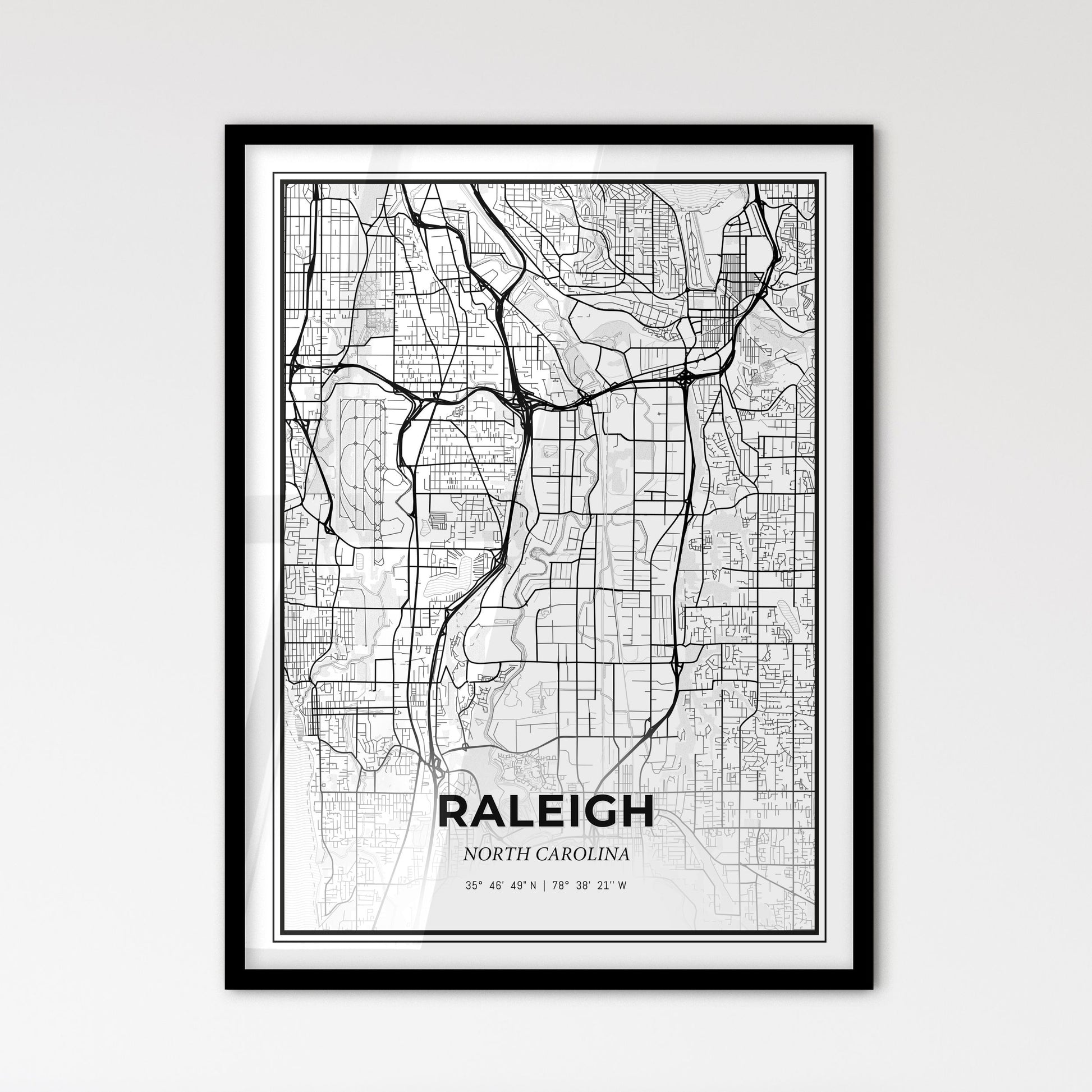 Raleigh North Carolina - Scandinavian Style City Map for Modern Home Decor