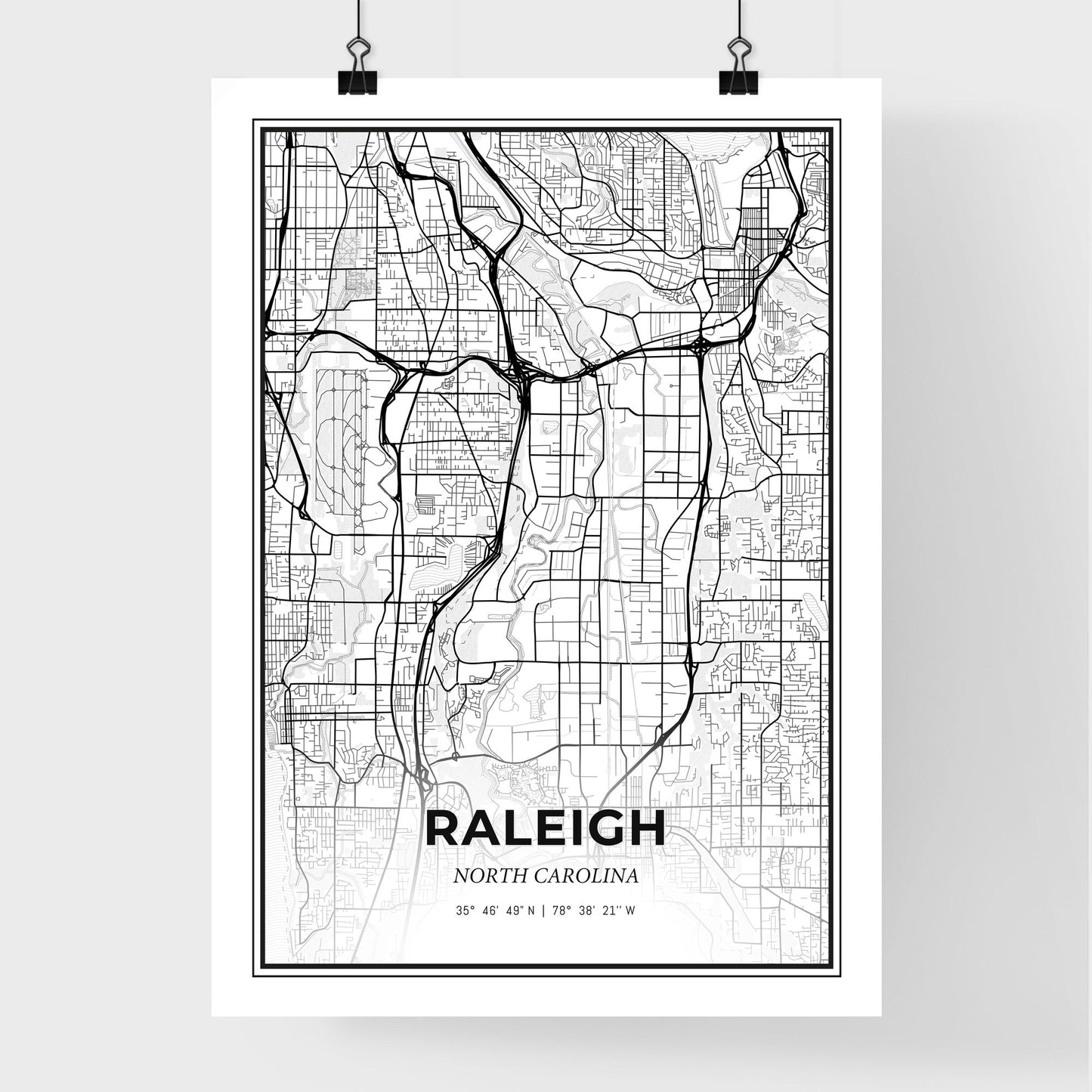 Raleigh North Carolina - Premium City Map Poster