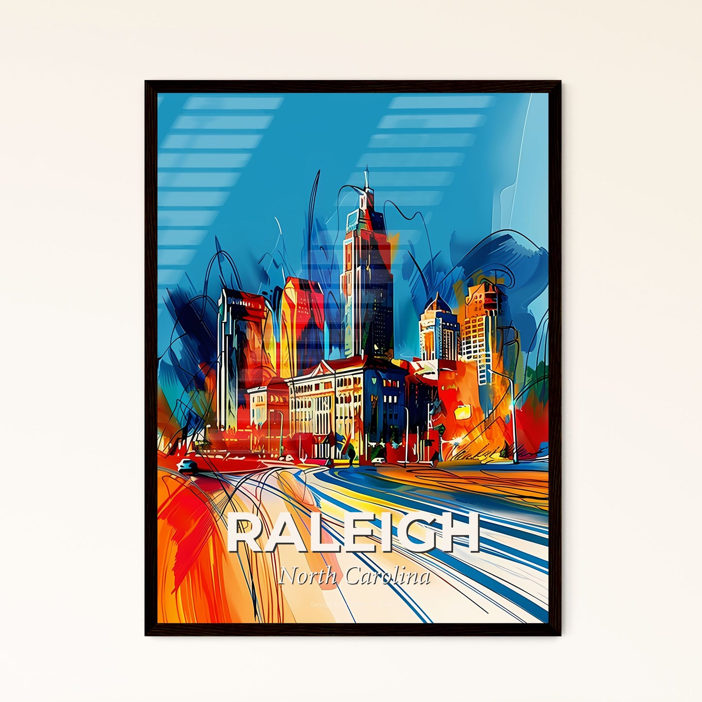 Vibrant Raleigh, North Carolina - A Colorful Cityscape With Blue Sky