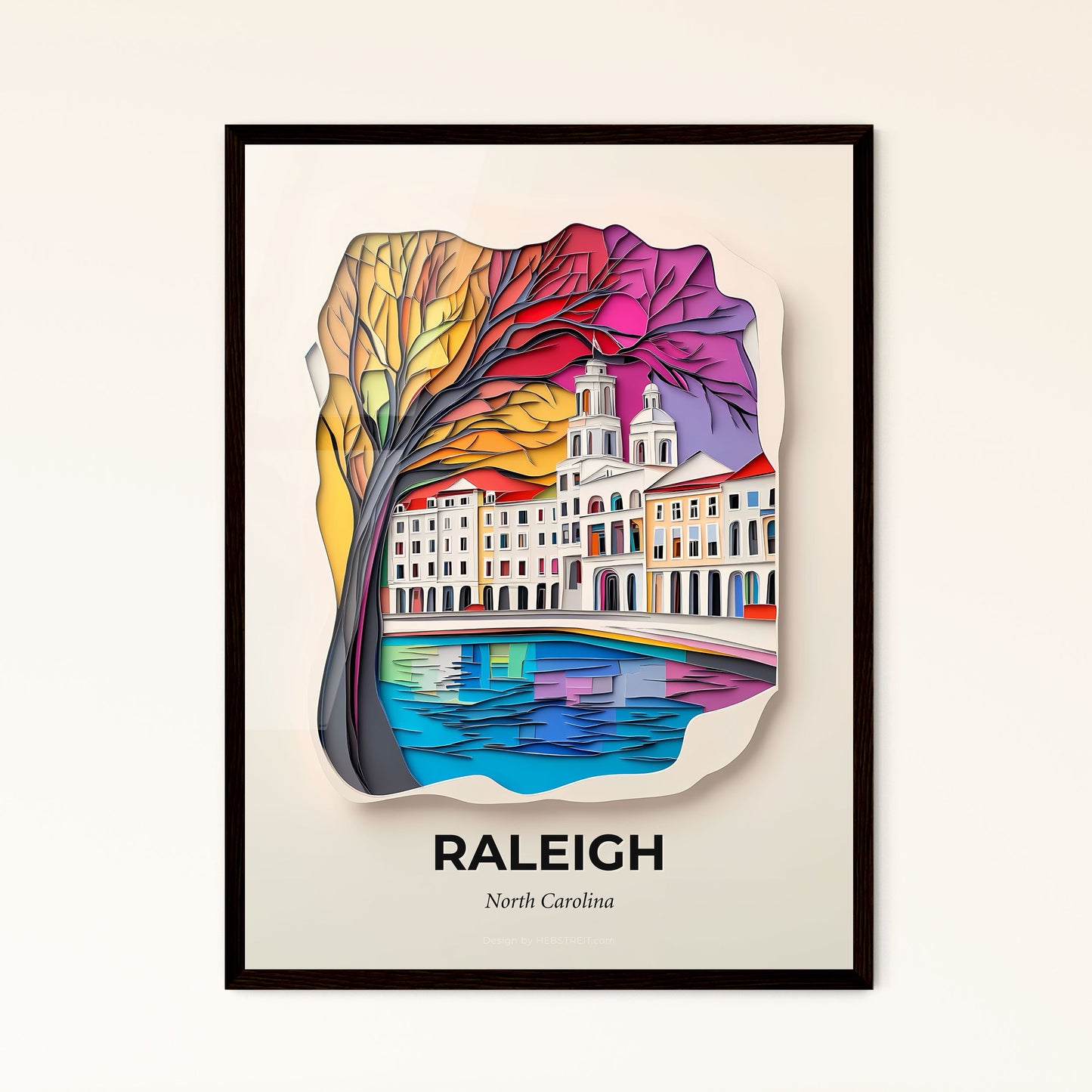 Vivid Raleigh, North Carolina - a paper cut of a building with a tree