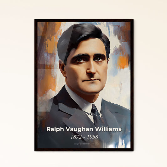 Portrait of Ralph Vaughan Williams, 1872 - 1958. Impressionistic painting of a man in a suit.