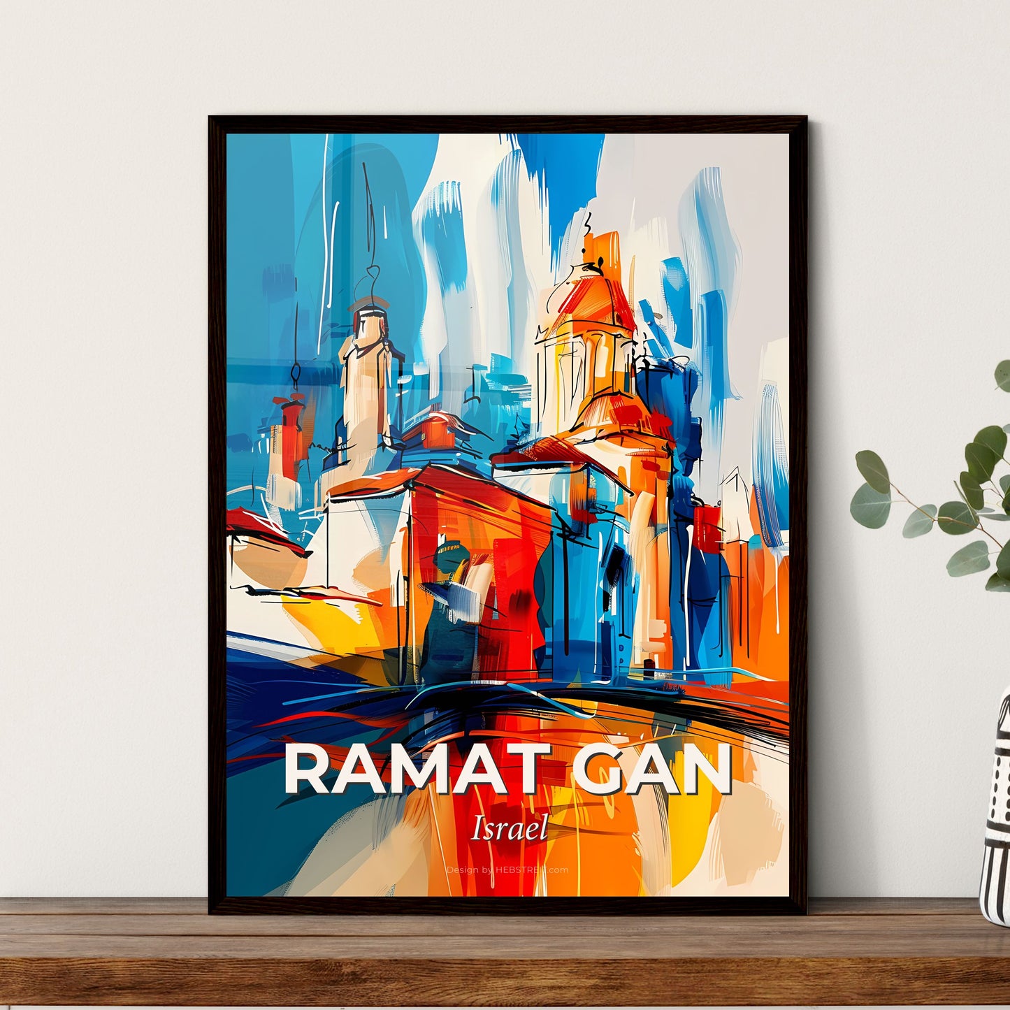 Vibrant Ramat Gan, Israel - A Painting Of A Building