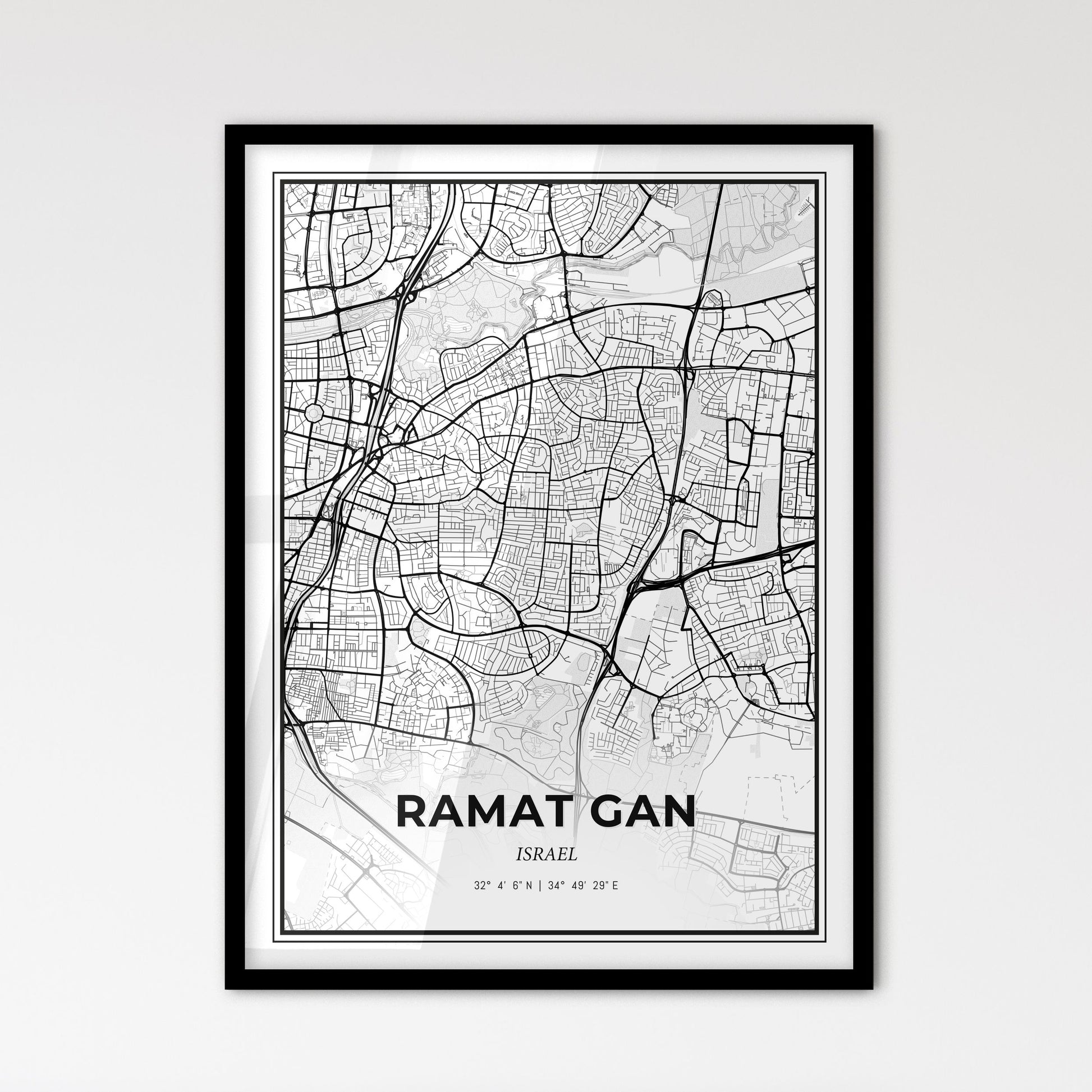 Ramat Gan Israel - Scandinavian Style City Map for Modern Home Decor