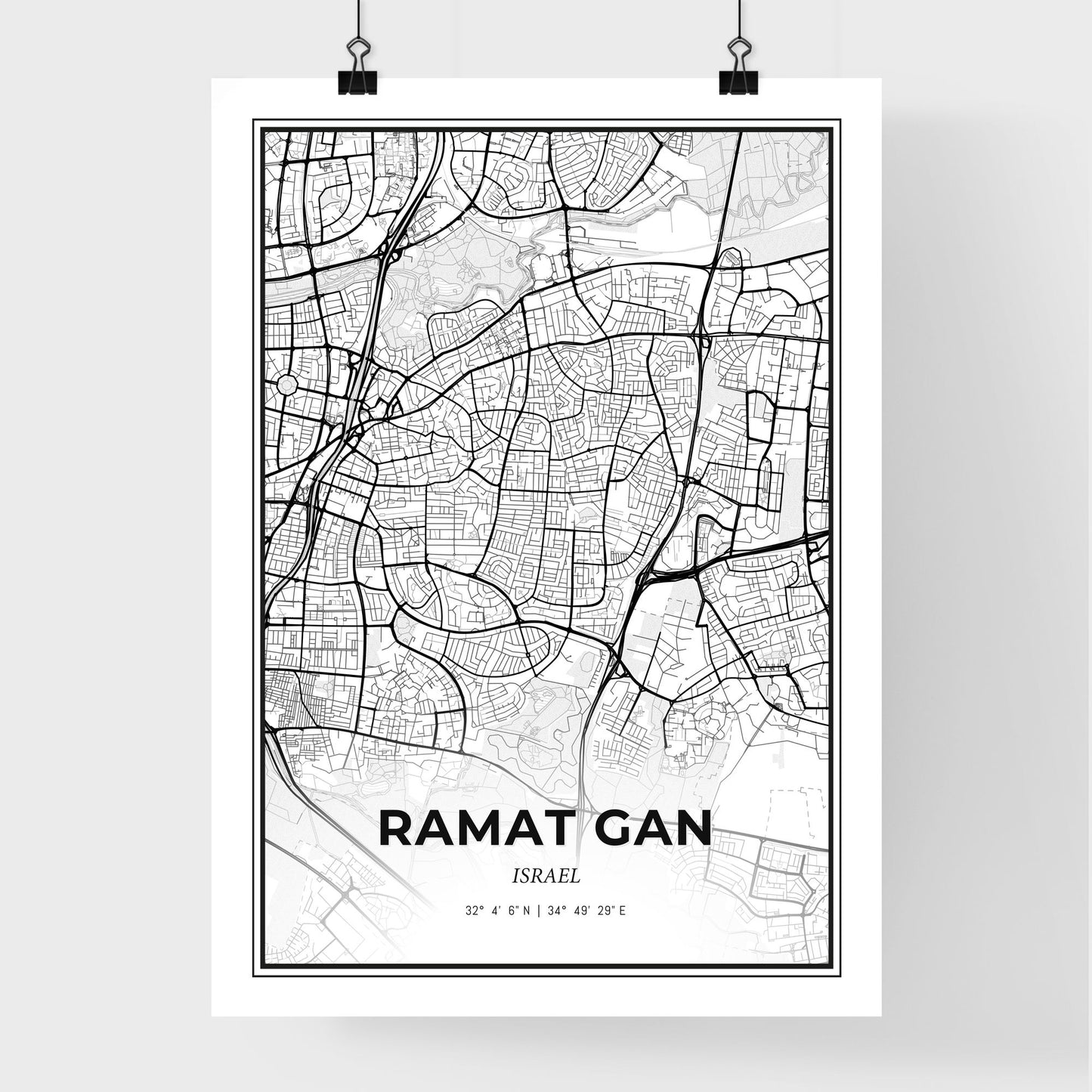 Ramat Gan Israel - Premium City Map Poster