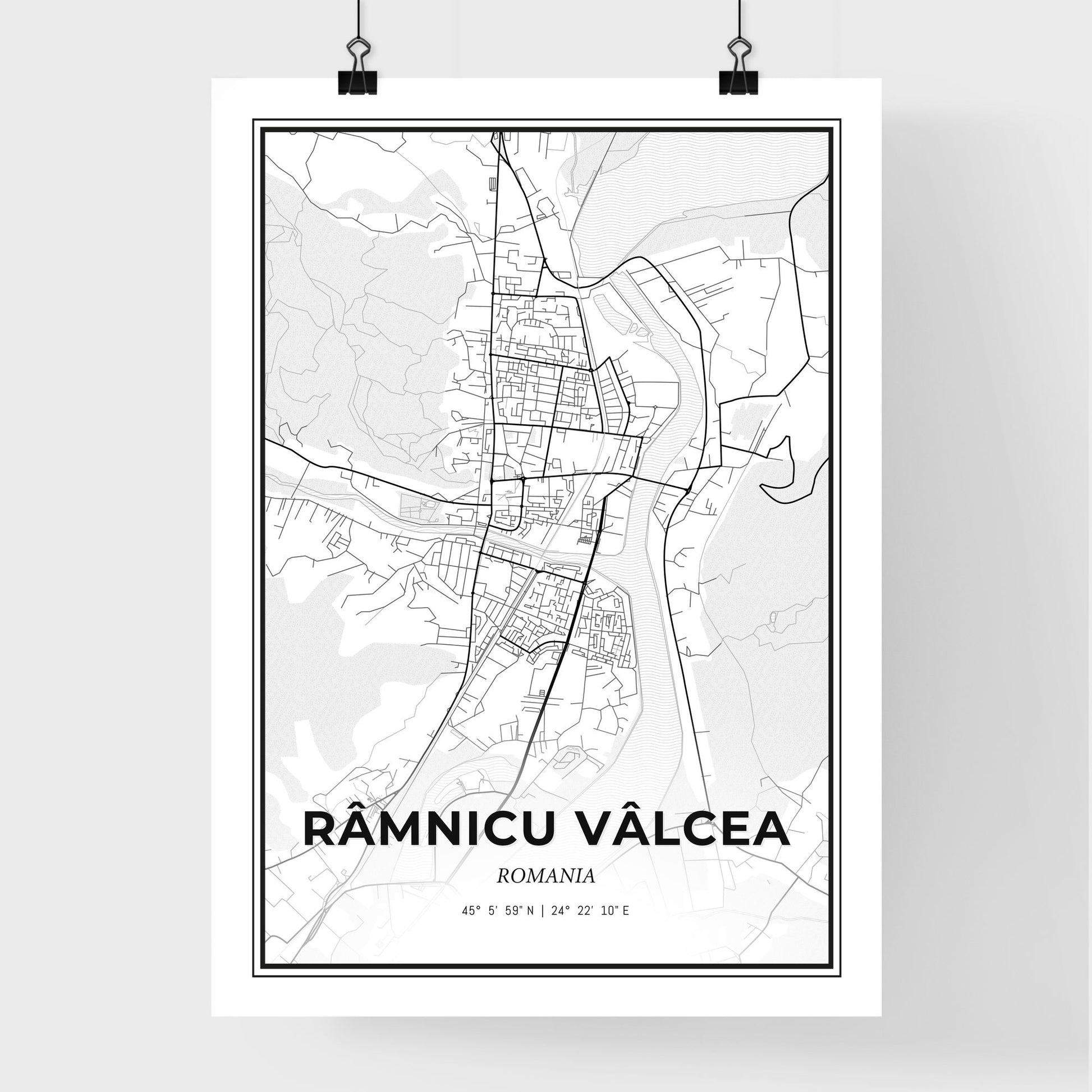 Râmnicu Vâlcea Romania - Premium City Map Poster