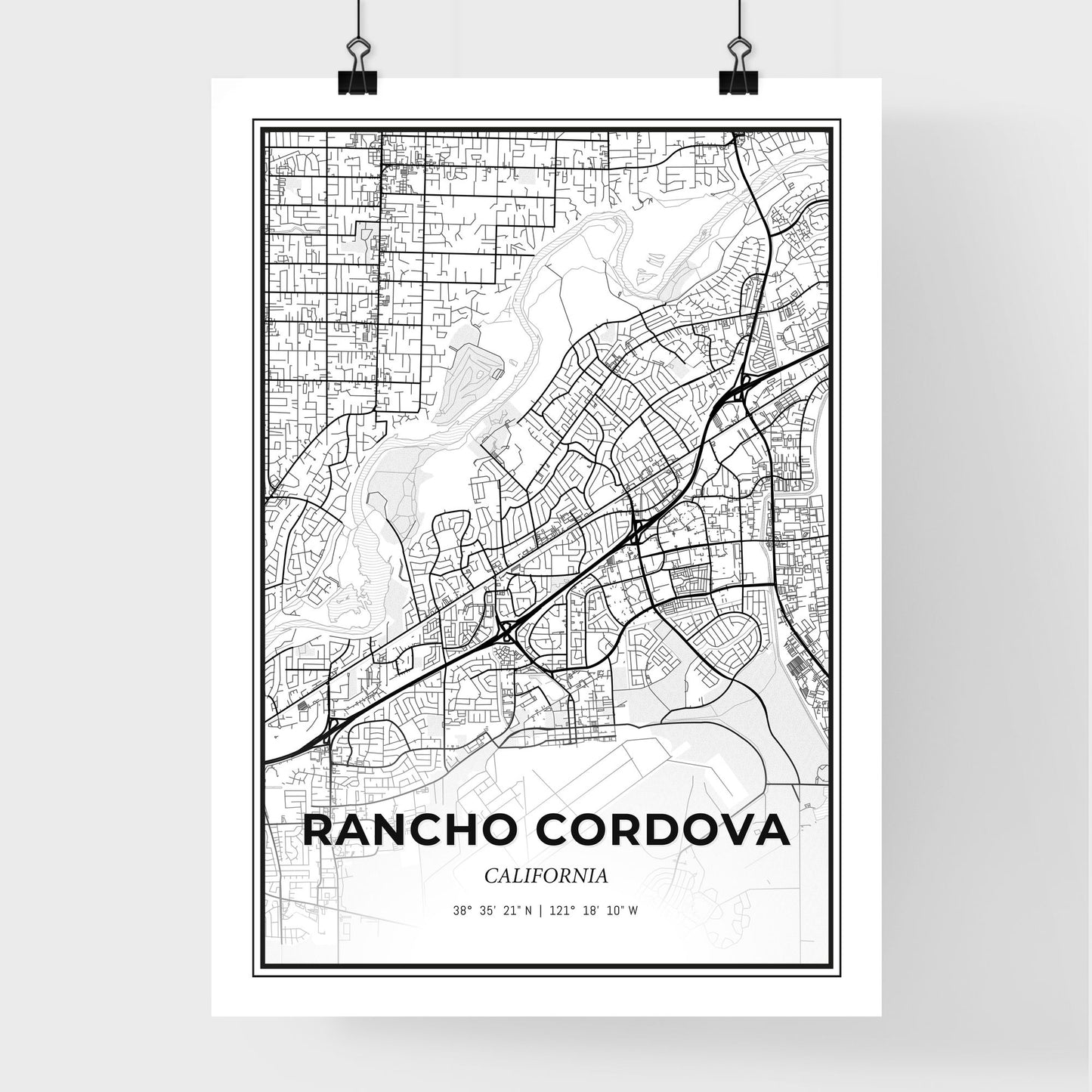 Rancho Cordova California - Premium City Map Poster