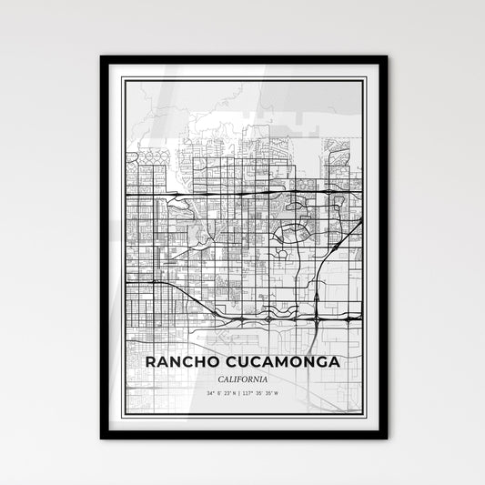 Rancho Cucamonga California - Scandinavian Style City Map for Modern Home Decor