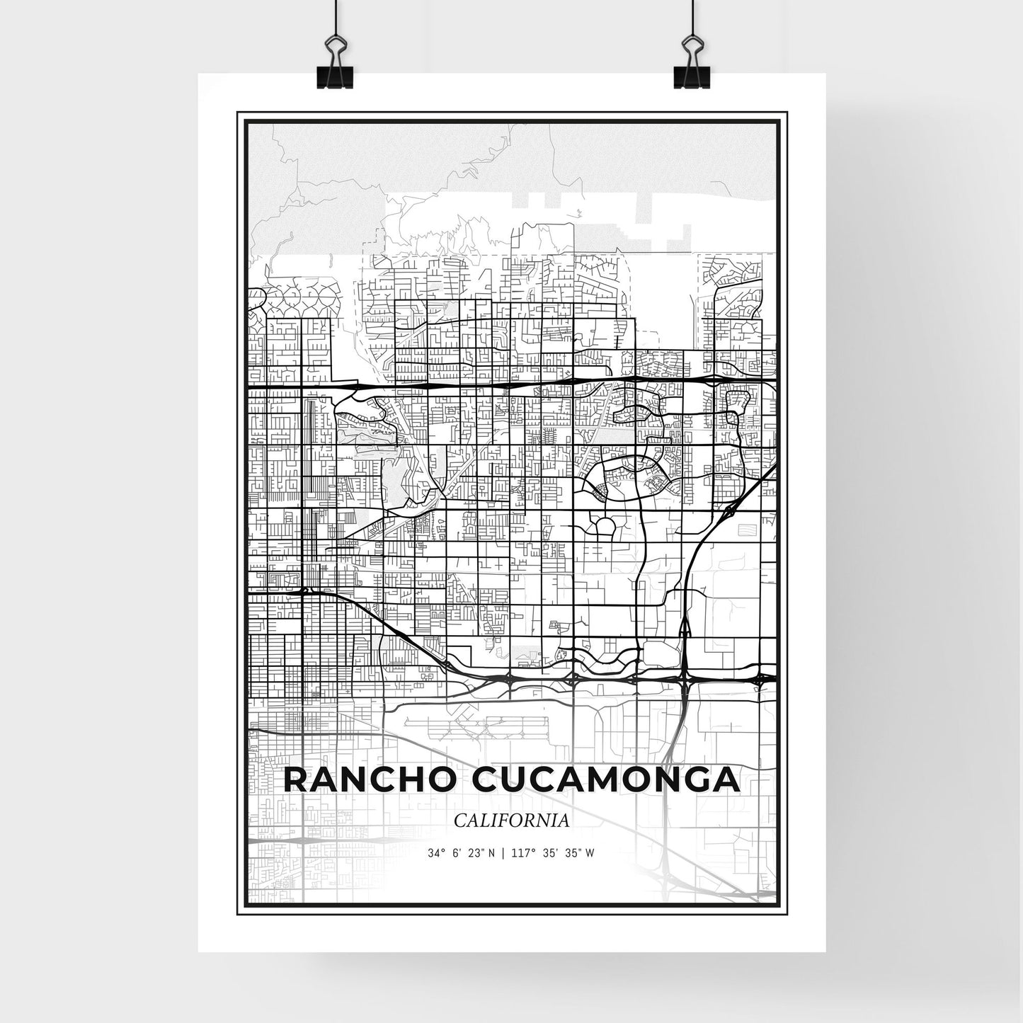 Rancho Cucamonga California - Premium City Map Poster