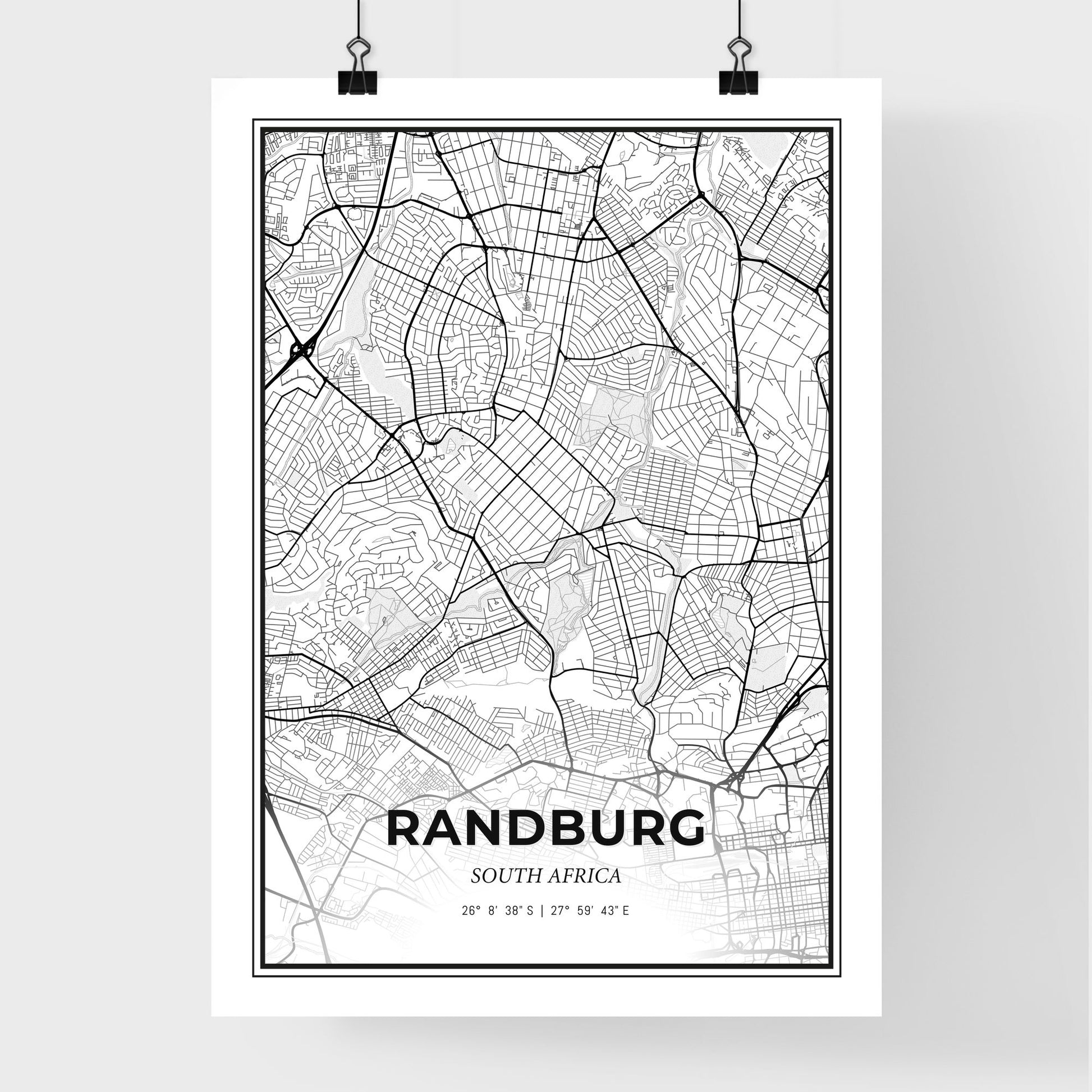 Randburg South Africa - Premium City Map Poster