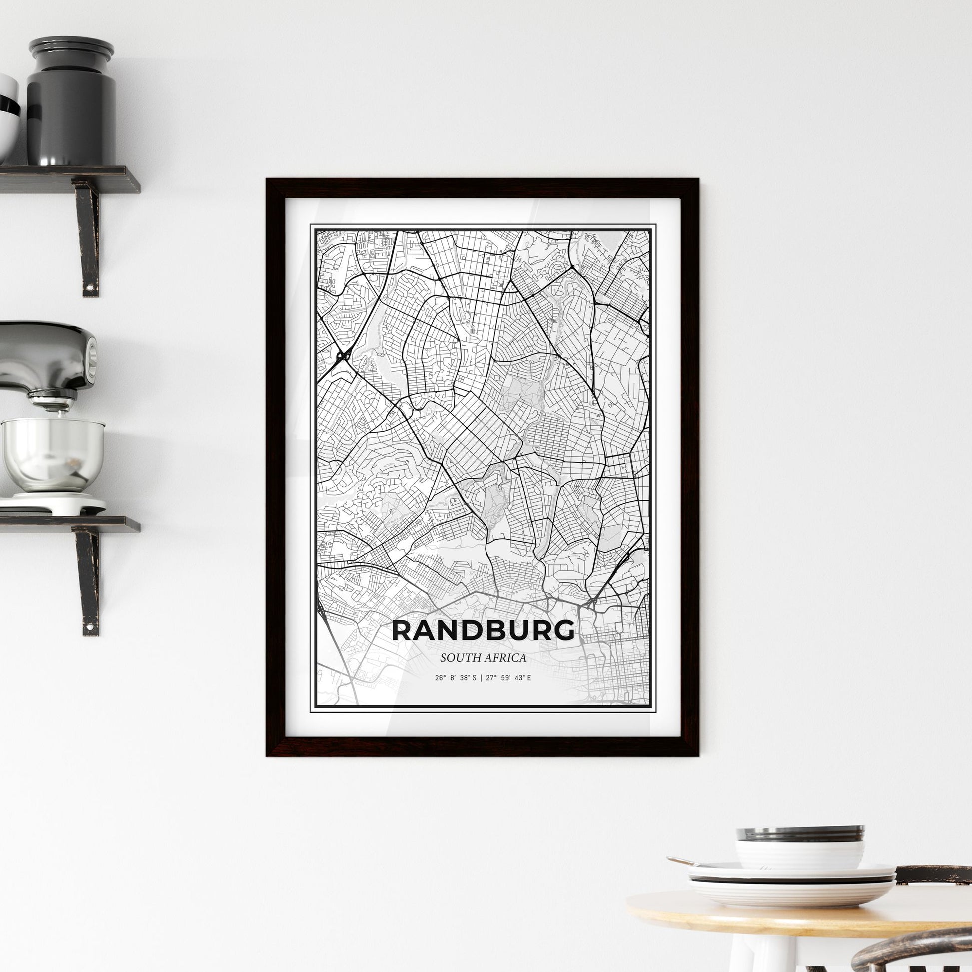 Randburg South Africa - Minimal City Map