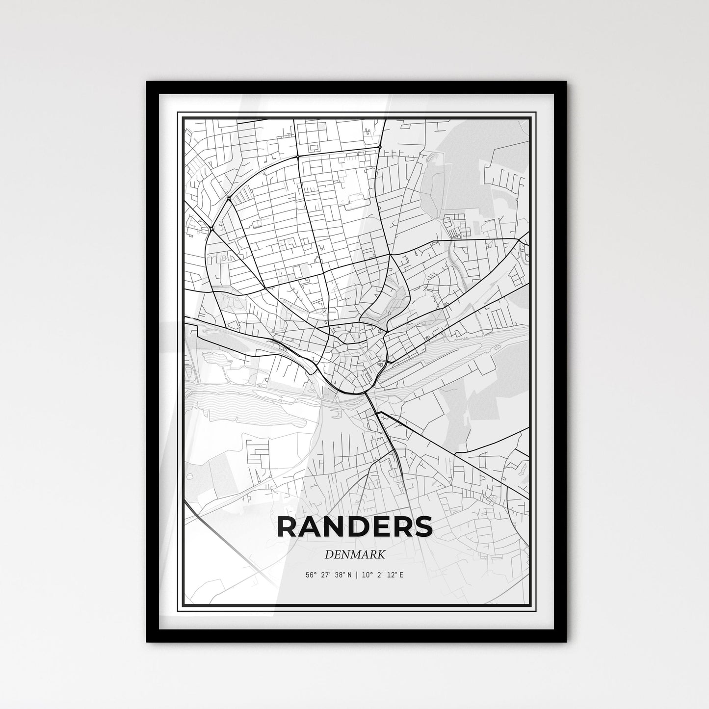 Randers Denmark - Scandinavian Style City Map for Modern Home Decor