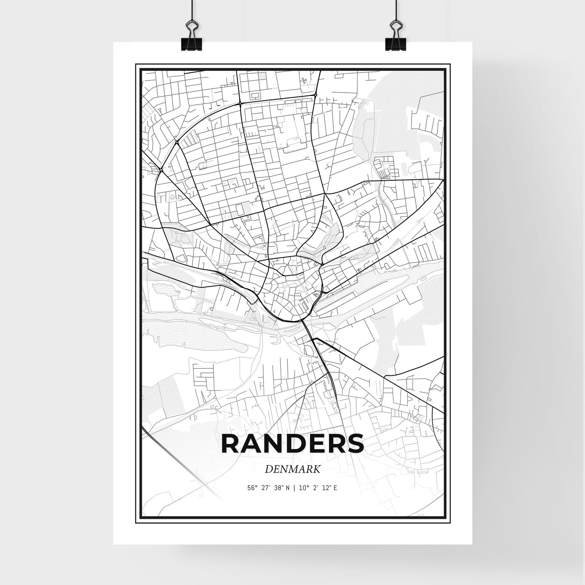 Randers Denmark - Premium City Map Poster