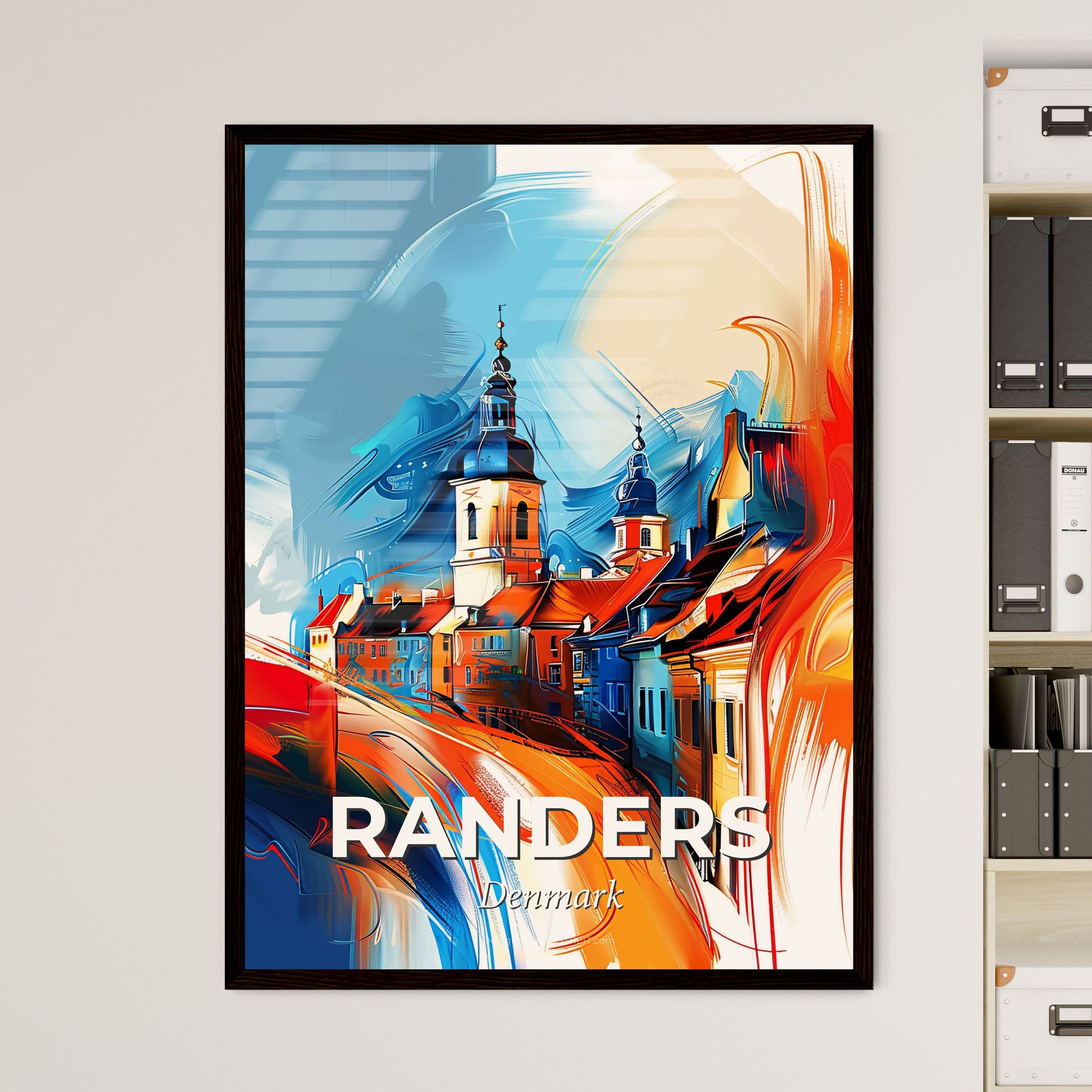 Vibrant Randers, Denmark - A Colorful Painting Of A Town