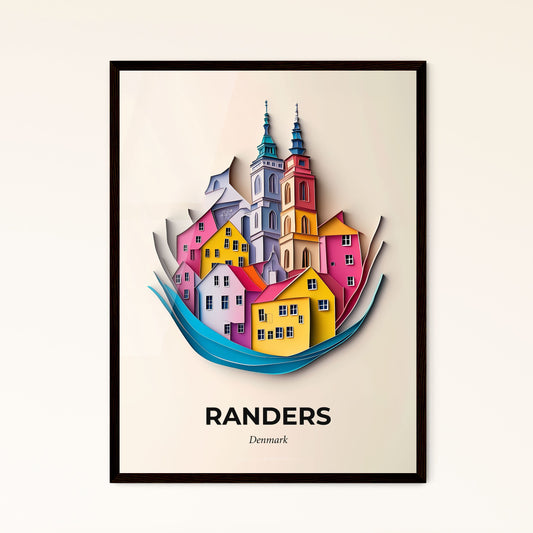 Vivid Randers, Denmark - a paper cut of a city with a boat