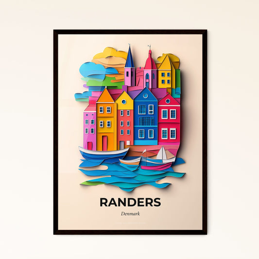 Vivid Randers, Denmark - a paper cut of a city with a boat in the water