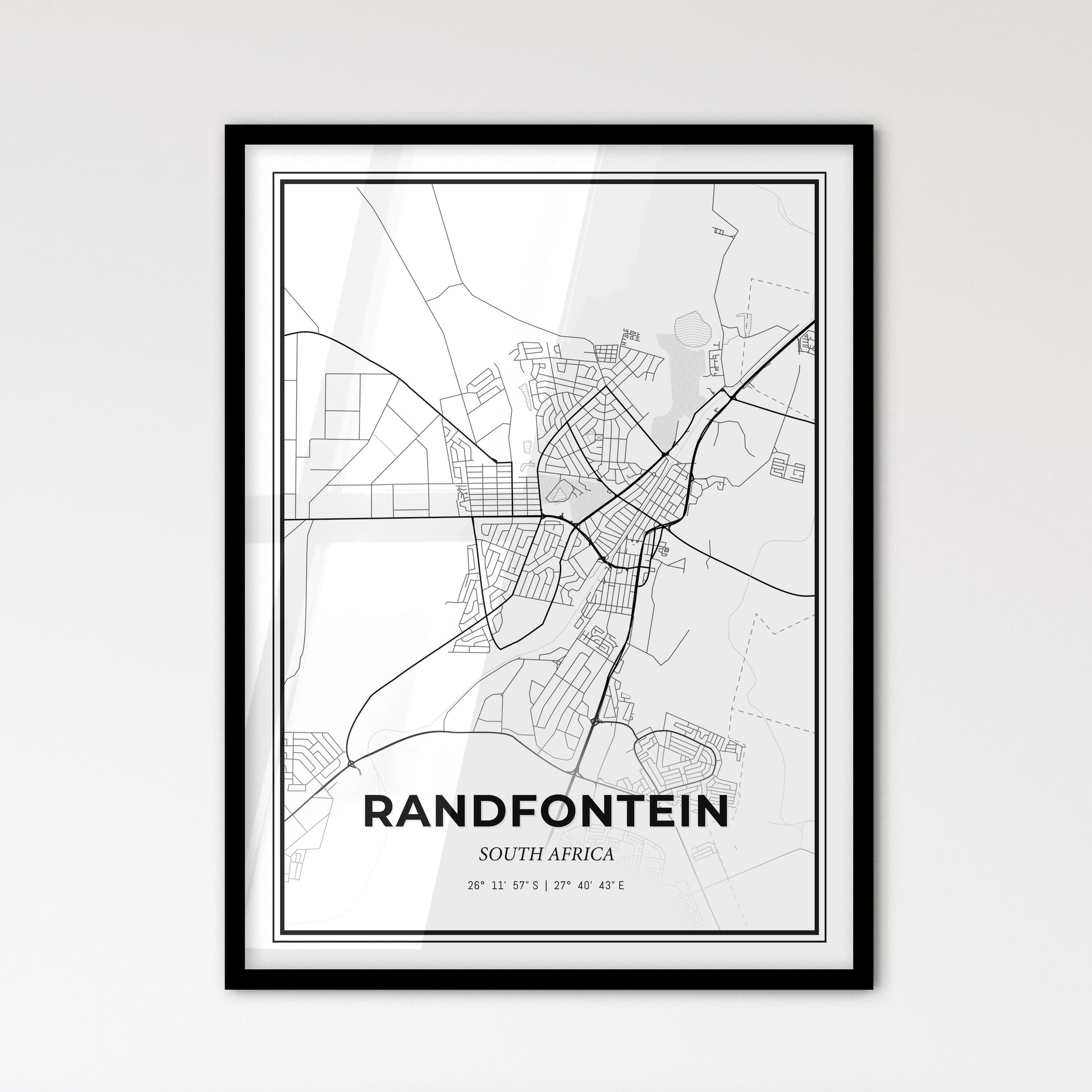 Randfontein South Africa - Scandinavian Style City Map for Modern Home Decor