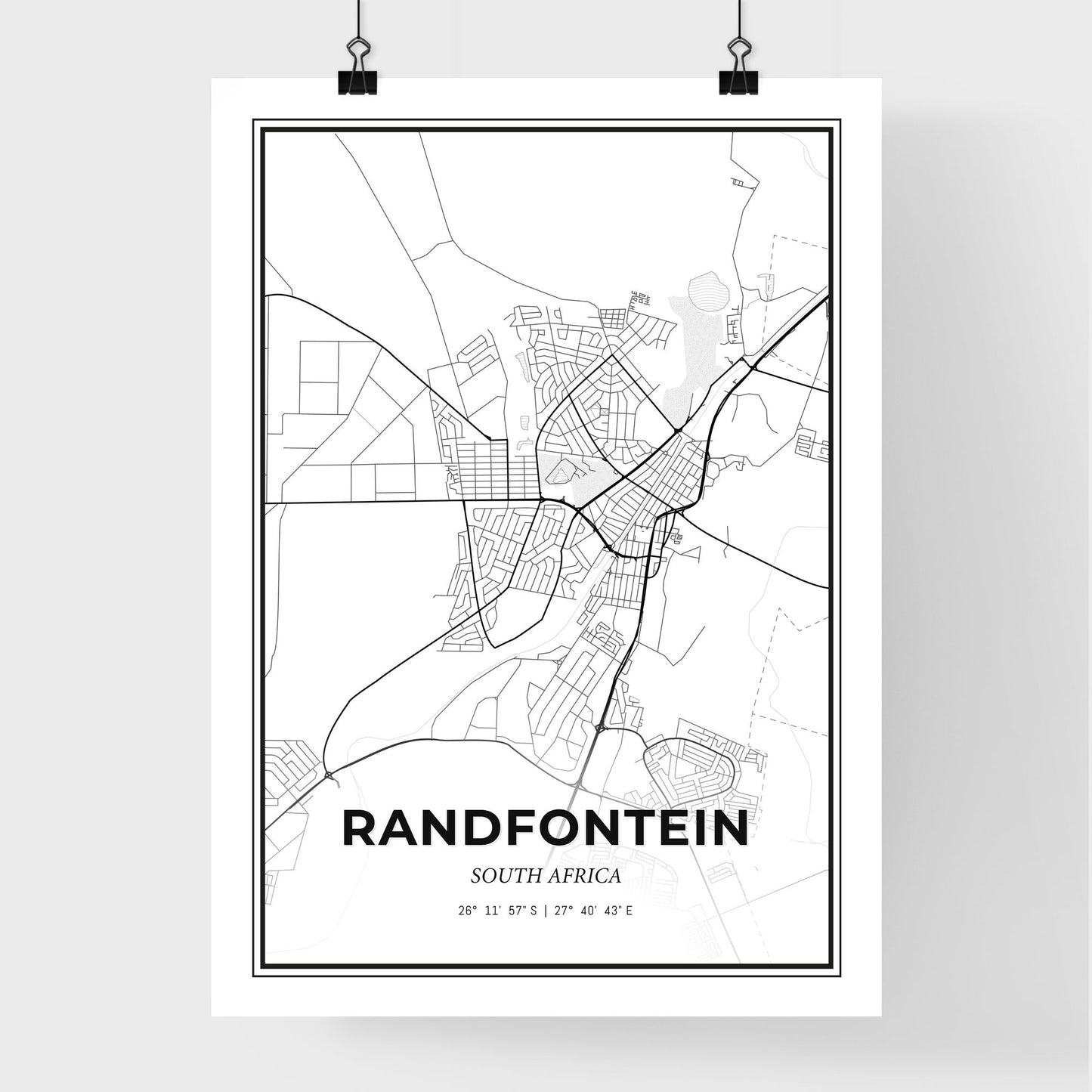 Randfontein South Africa - Premium City Map Poster