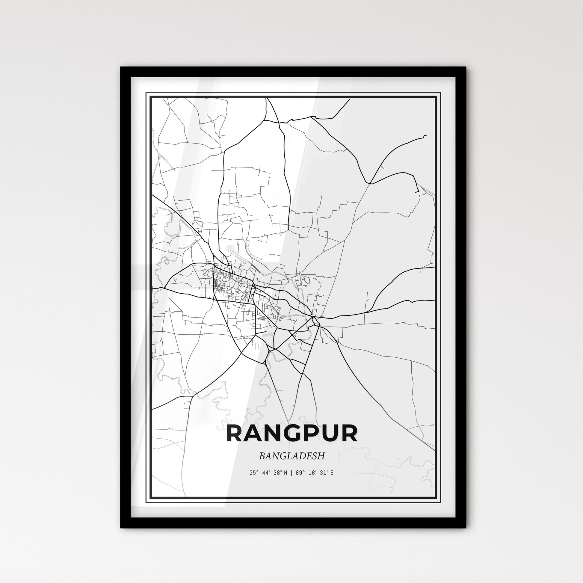 Rangpur Bangladesh - Scandinavian Style City Map for Modern Home Decor