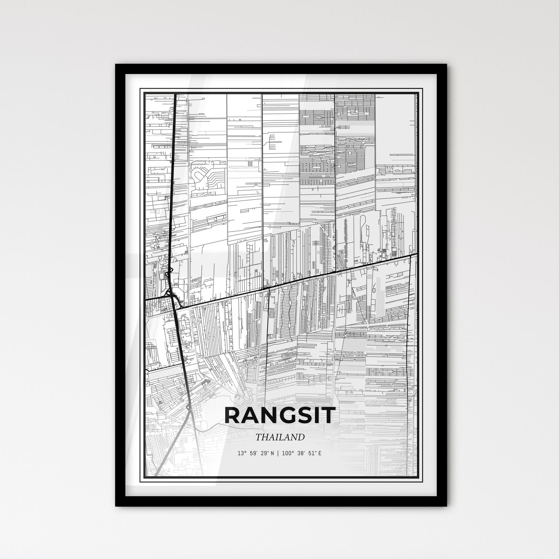 Rangsit Thailand - Scandinavian Style City Map for Modern Home Decor